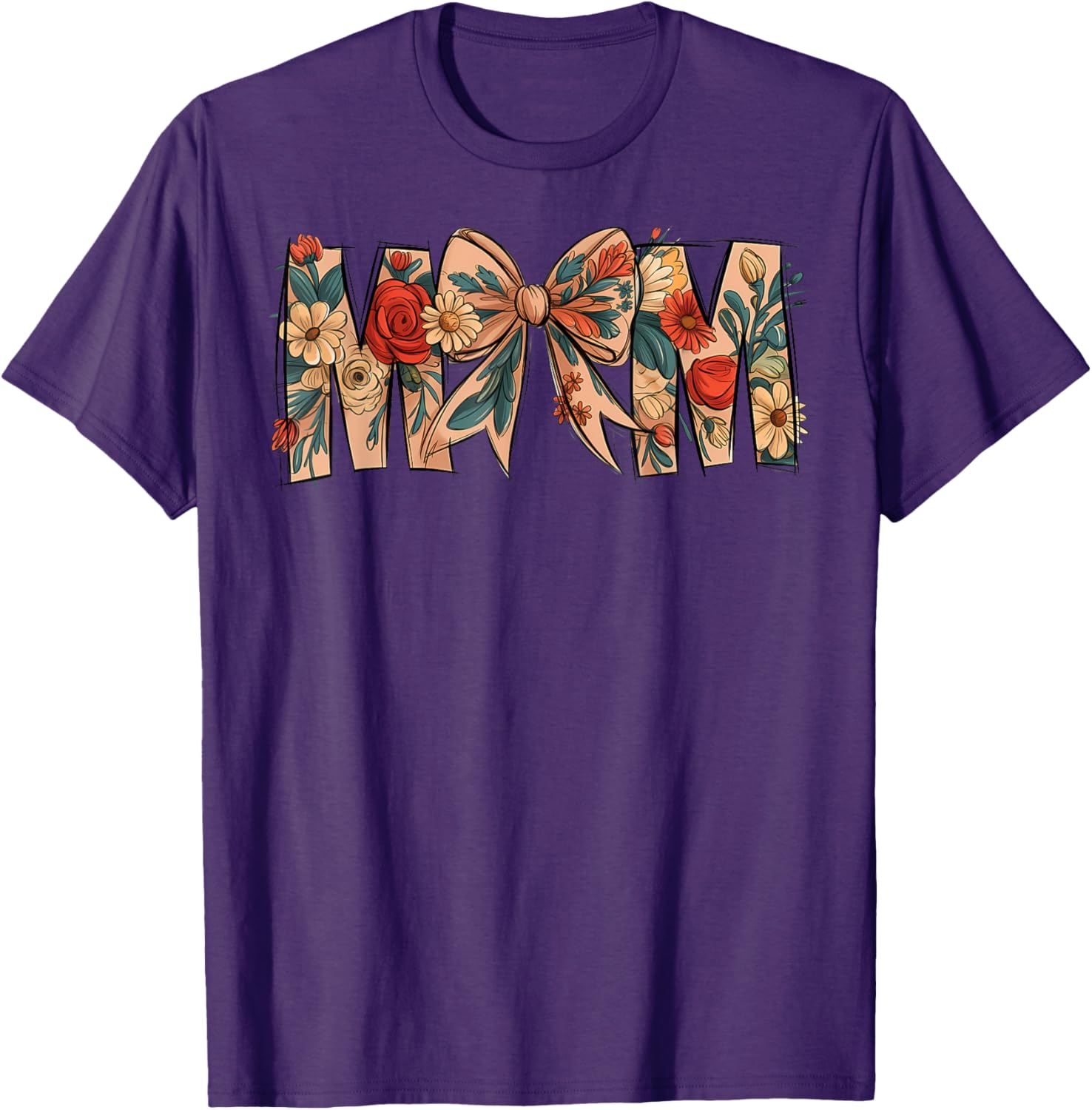 Charming Floral Coquette Bow T-Shirt for Moms on Mother's Day - 14