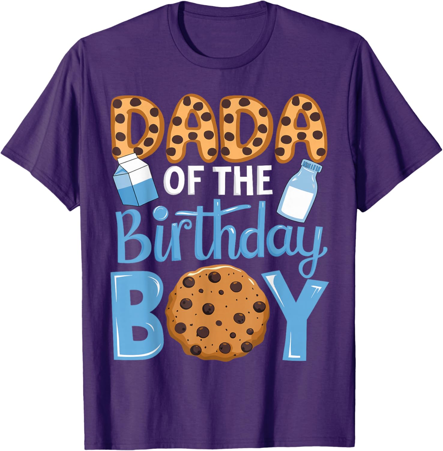 Dada of The Birthday Boy Milk and Cookies Dad 1st Birthday T-Shirt - 8
