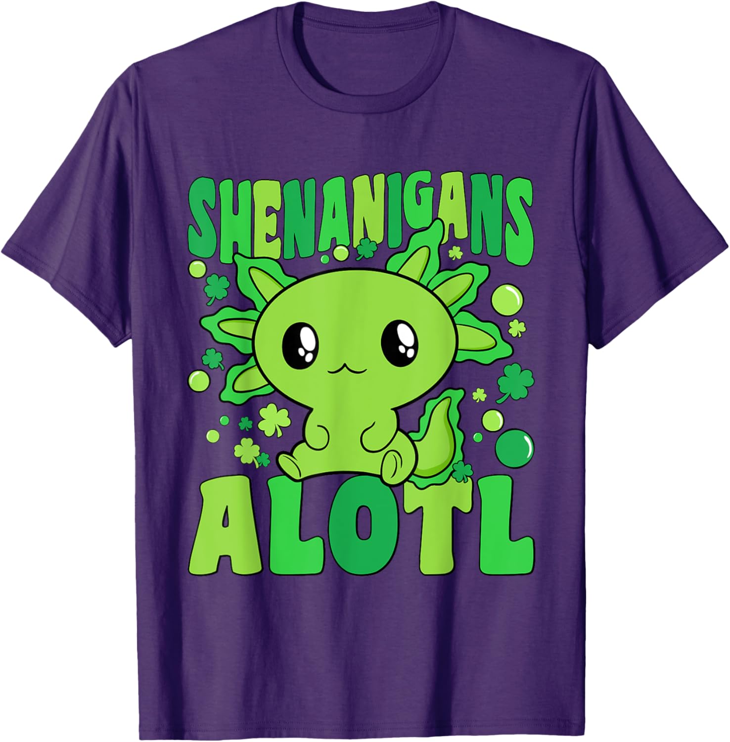 Cute Axolotl St Patricks Day T-Shirt for Kids - Fun Alotl Design - 14