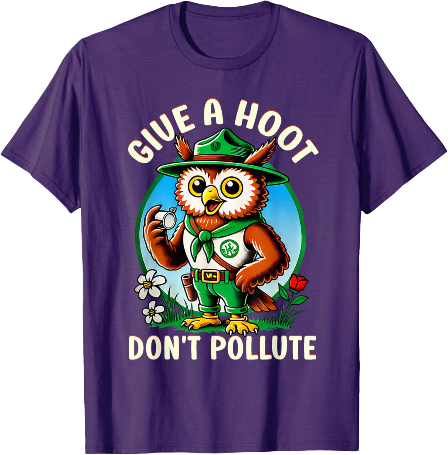 Retro Vintage Owl T-Shirt - Eco-Friendly Give A Hoot Don’t Pollute - 9