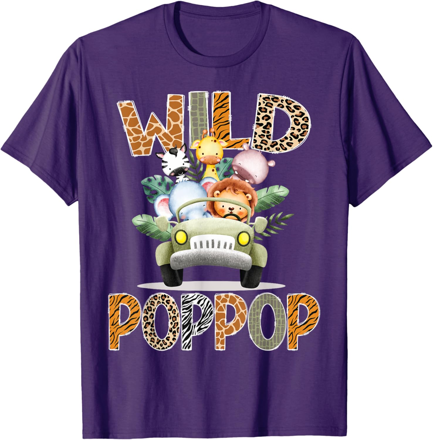 Wild PopPop Safari Jungle Animals 1st Birthday Truck T-Shirt for Kids - 13