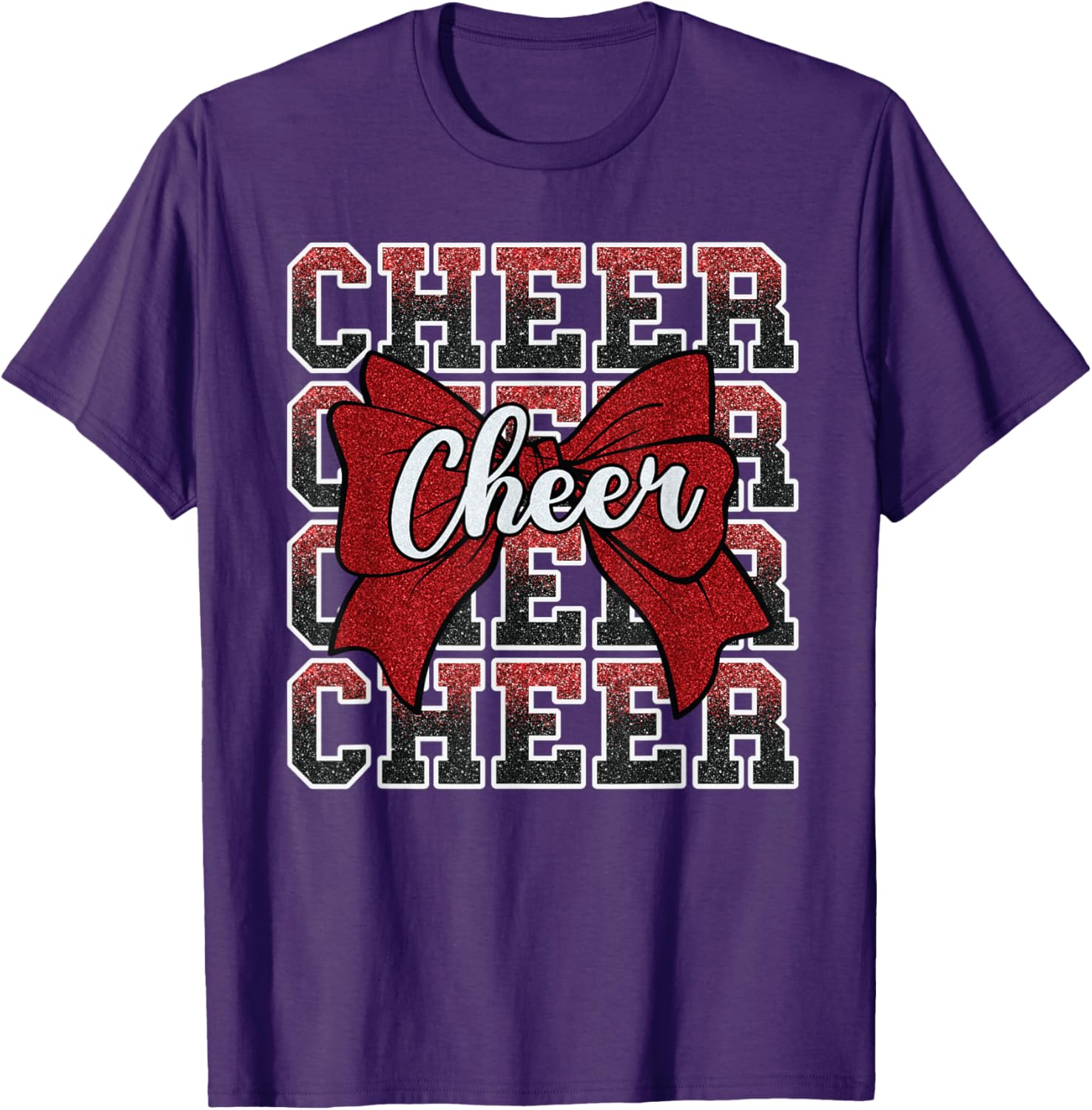 Coquette Cheer Bow Funny Sport Cheerleader Red T-Shirt for Cheer Fans - 20