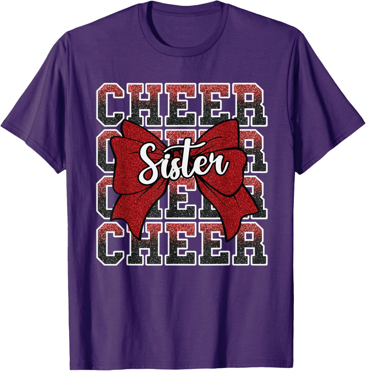 Coquette Cheer Sister Bow Red T-Shirt for Sport Cheerleaders - 14