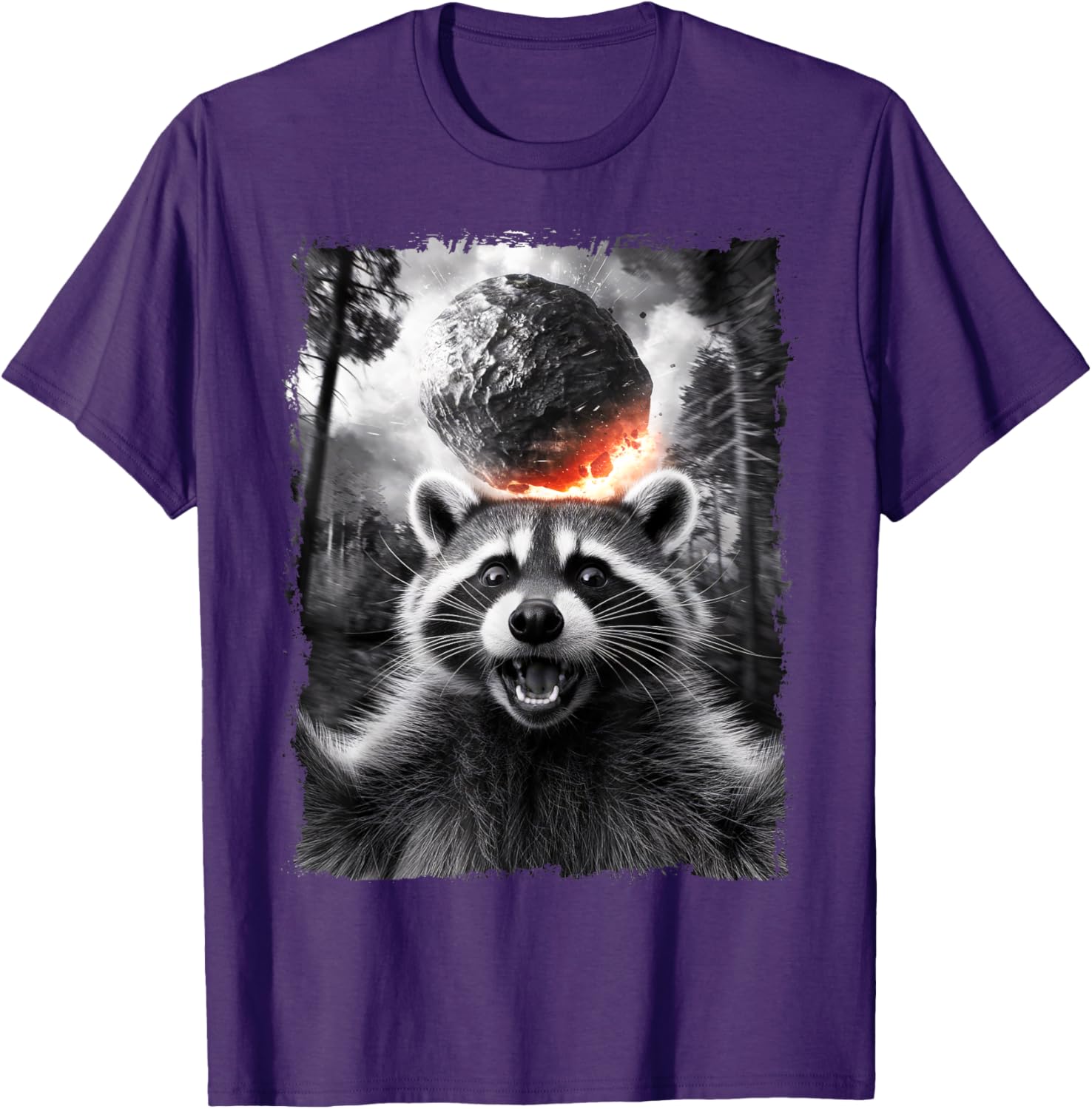 2024 Raccoon Asteroid Impact Selfie Photo T-Shirt for Fun Earth Lovers - 6