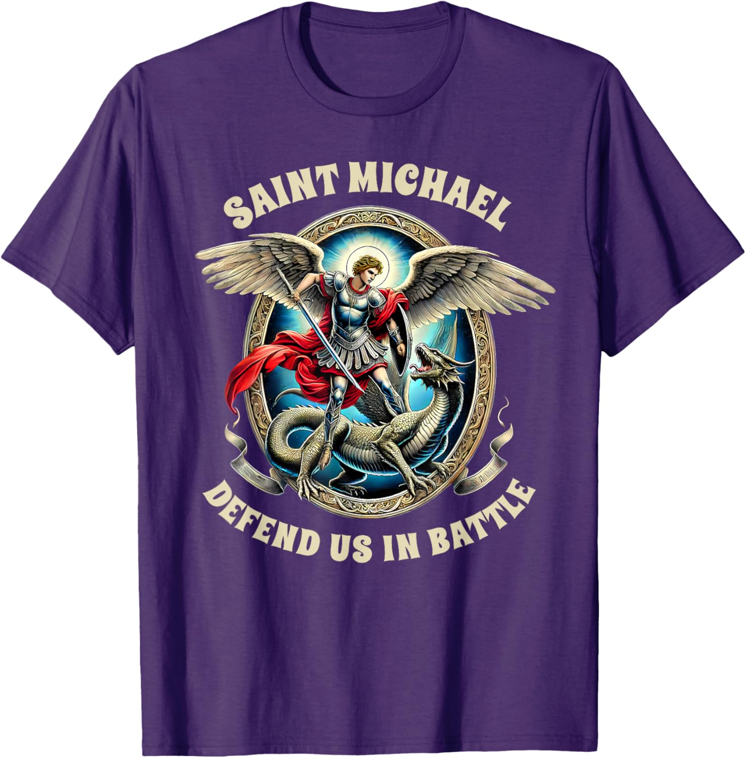 St. Michael Catholic Faith T-Shirt Pray For Us Defend Us In Battle - 12