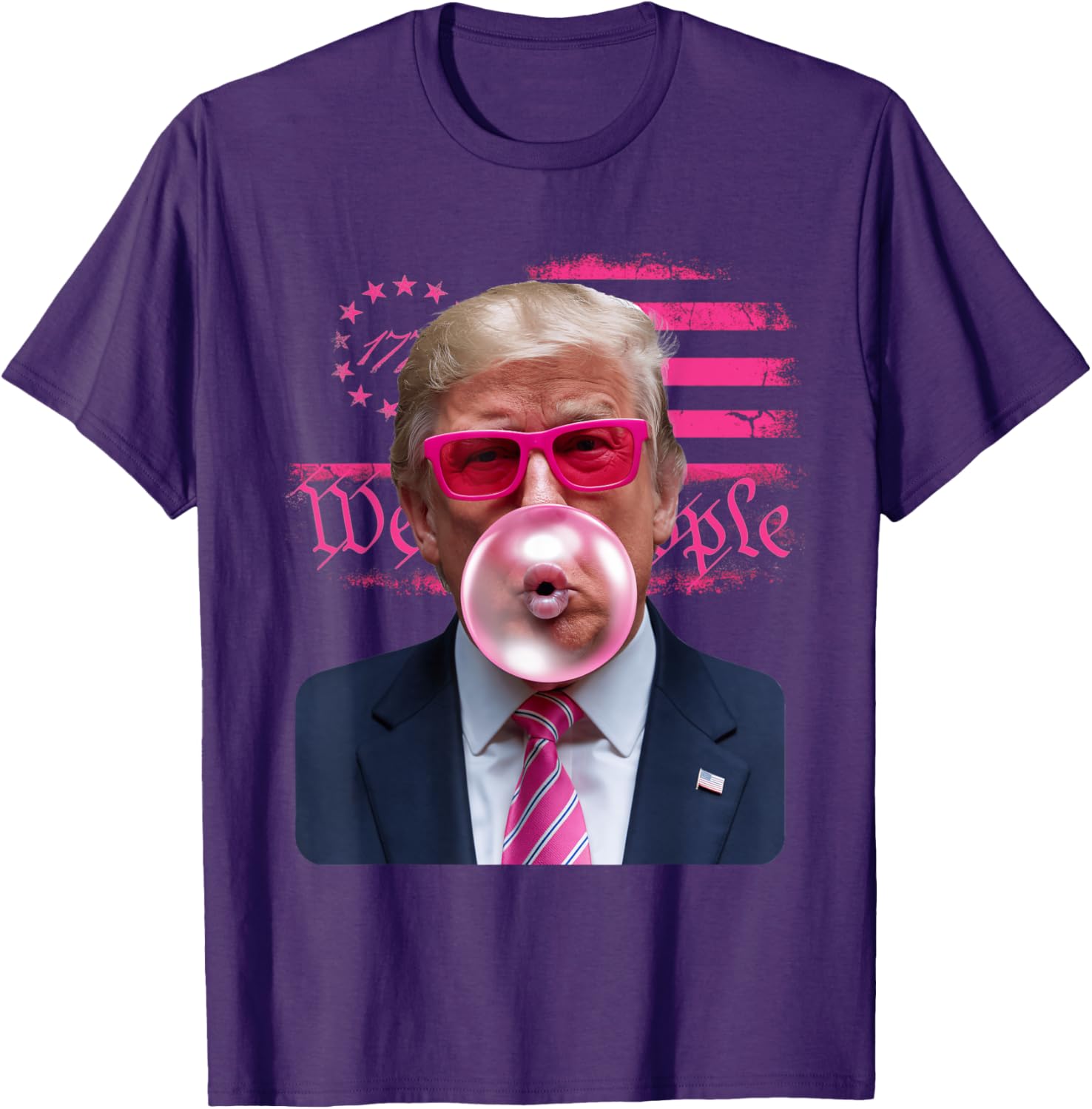 Trump Pink Glasses Bubble Gum 4th of July American Flag T-Shirt - 17