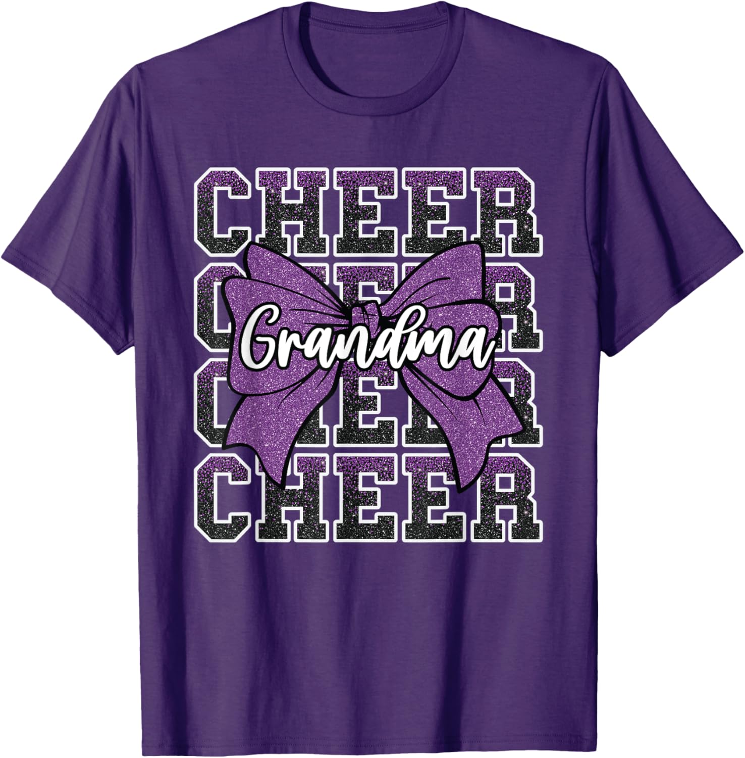 Cheer Grandma Bow Sport Purple T-Shirt for Cheerleaders and Fans - 21
