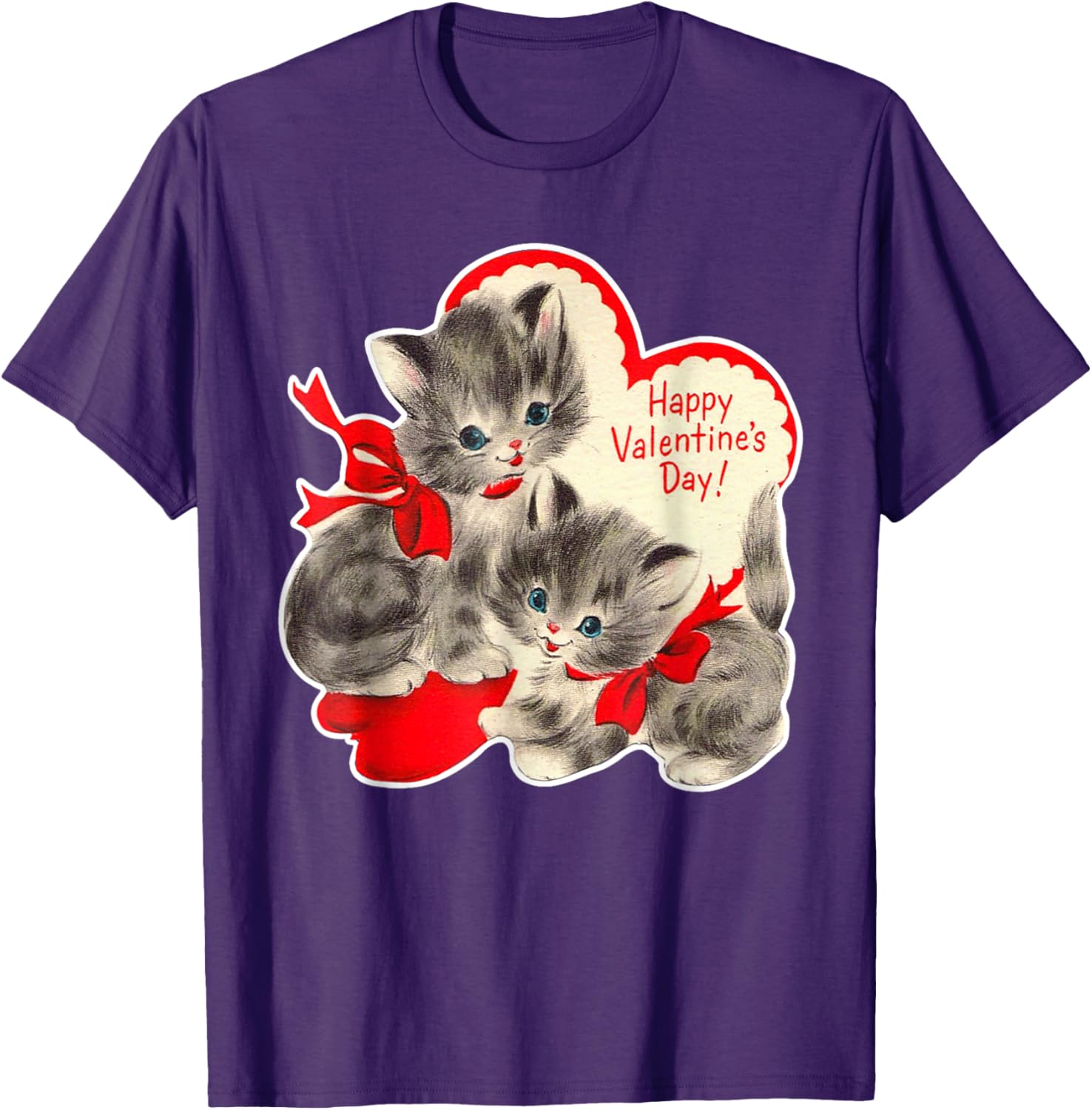 Vintage Valentine's Day Cat T-Shirt Retro Kitten Love Top for Pet Lovers - 5