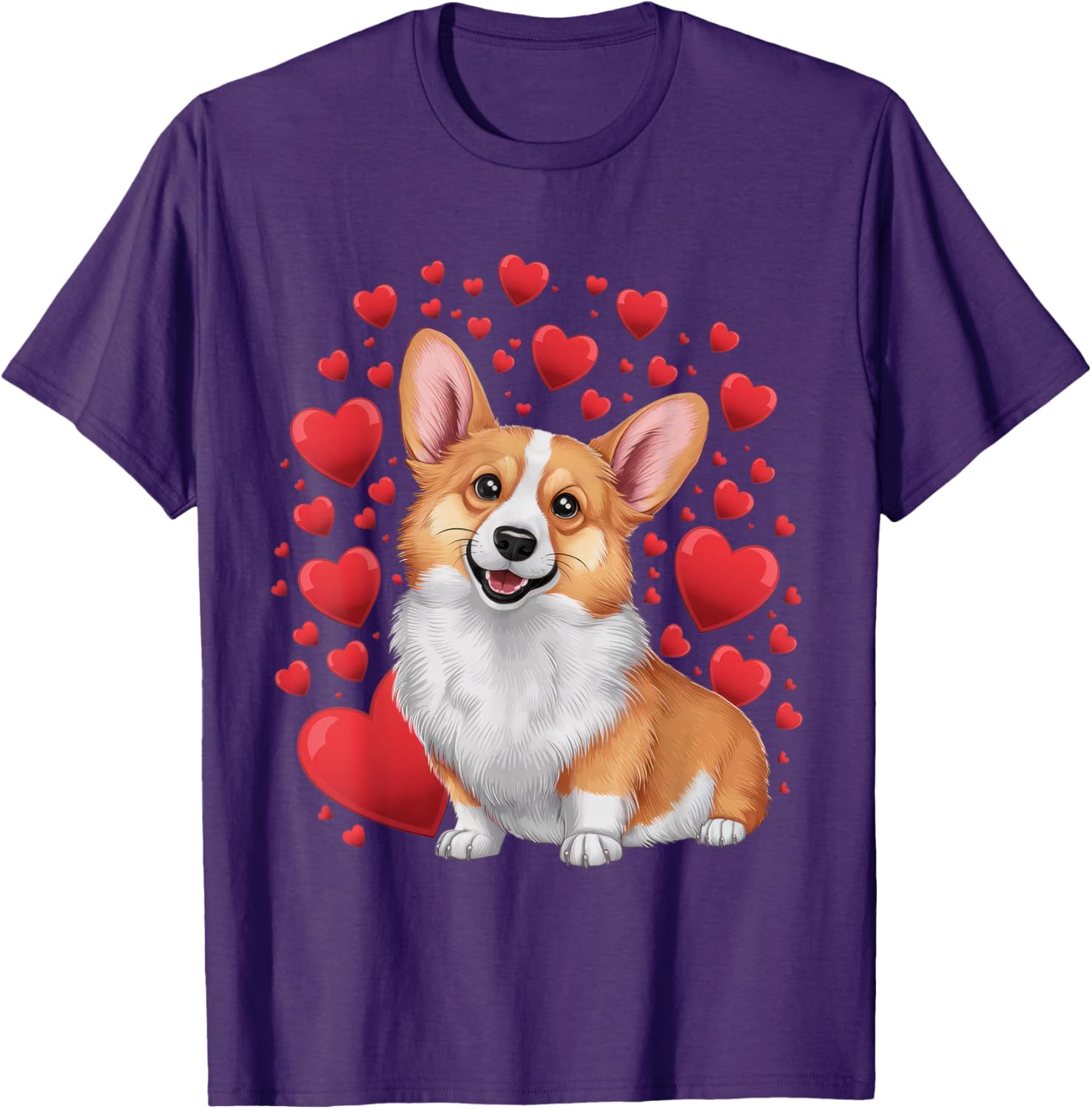 Corgi Dog Valentine's Day T-Shirt for Dog Lovers - Unisex Small Black Tee - 9