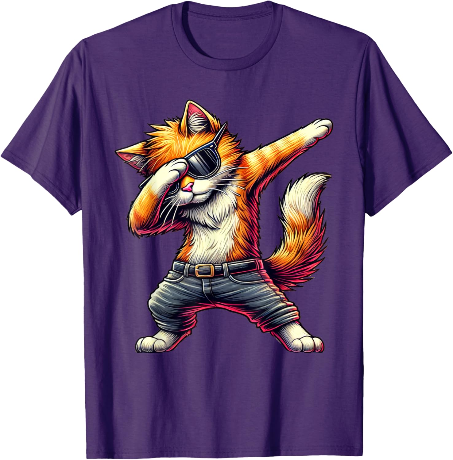 Cool Cat Dabbing in Sunglasses T-Shirt for Cat Lovers and Fashion Fans - 10