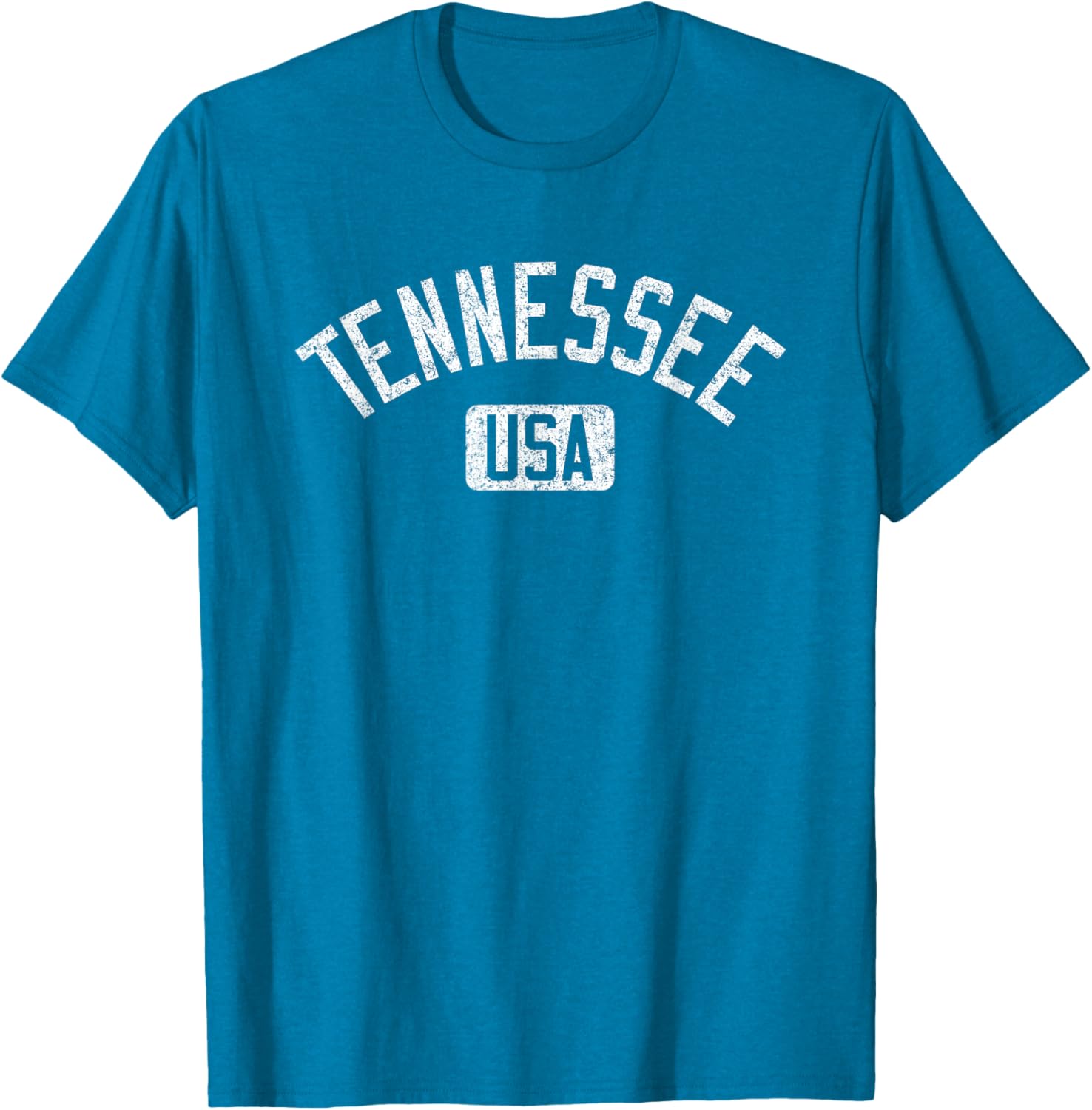 Tennessee Arched Text Distressed White Print T-Shirt for Casual Style - 10