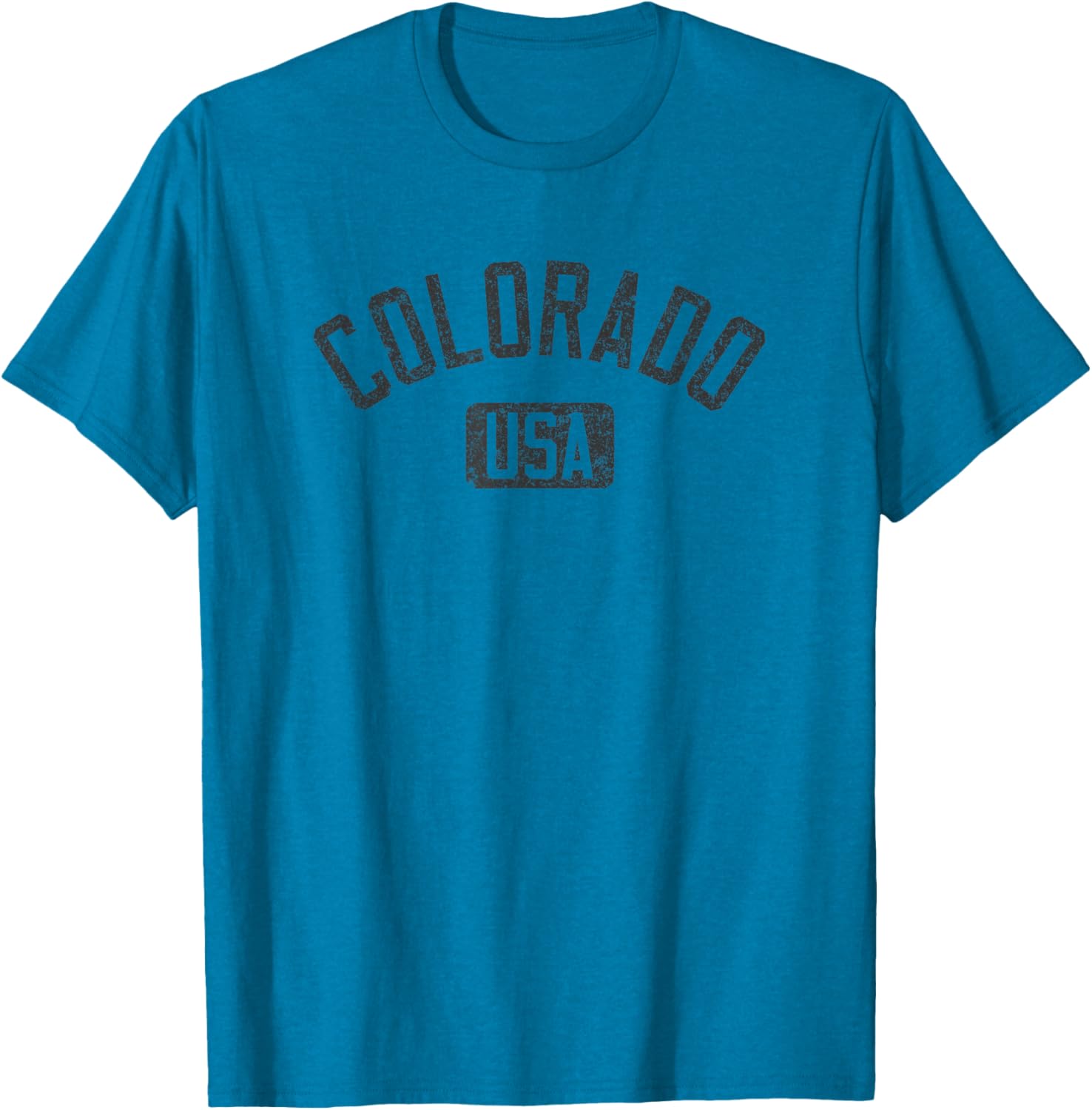 Colorado USA Arched Distressed Black Print T-Shirt for Casual Style - 17