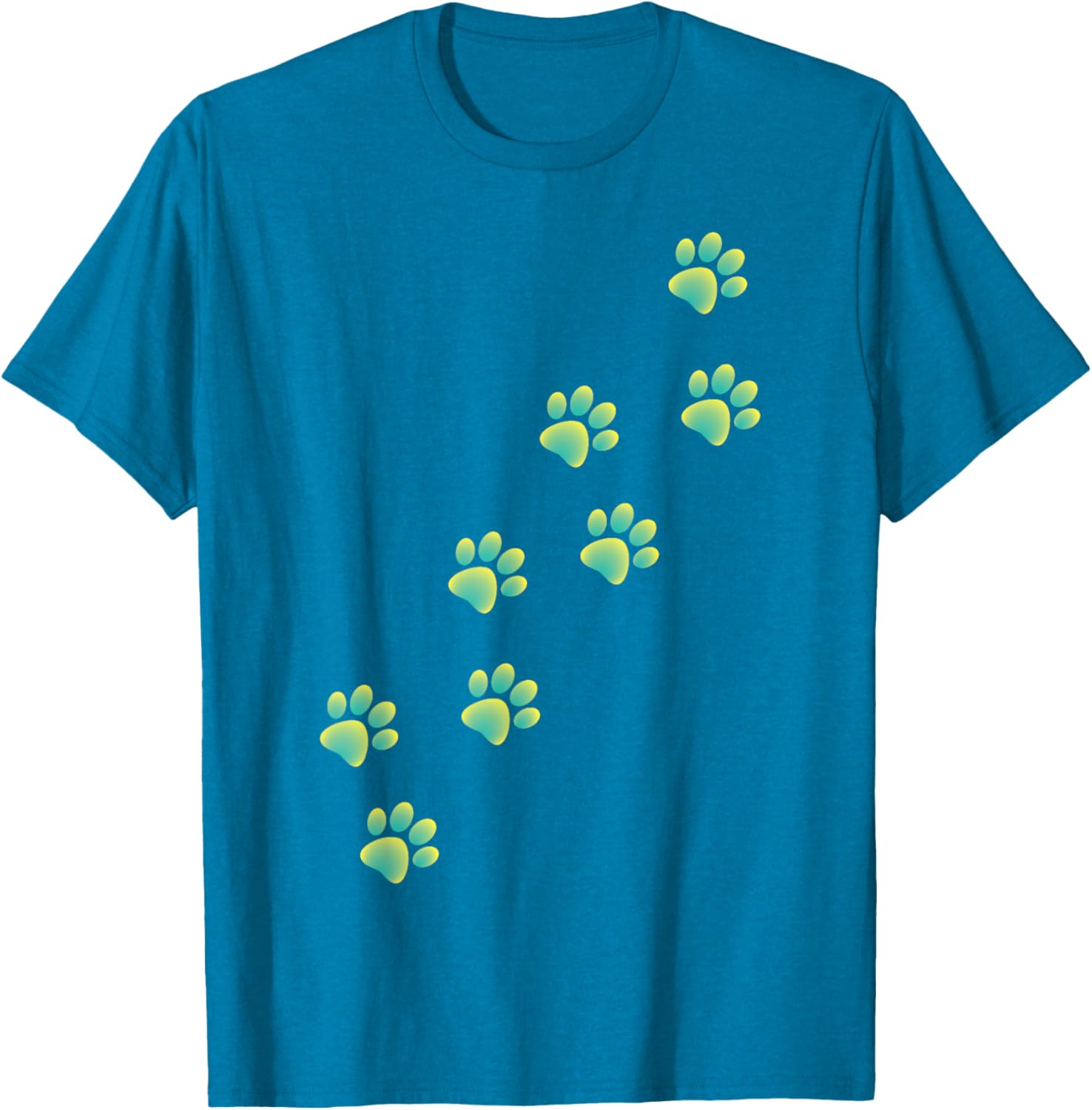 Cute Cat Paws Yellow Teal Graphic T-Shirt for Cat Lovers of All Ages - 6