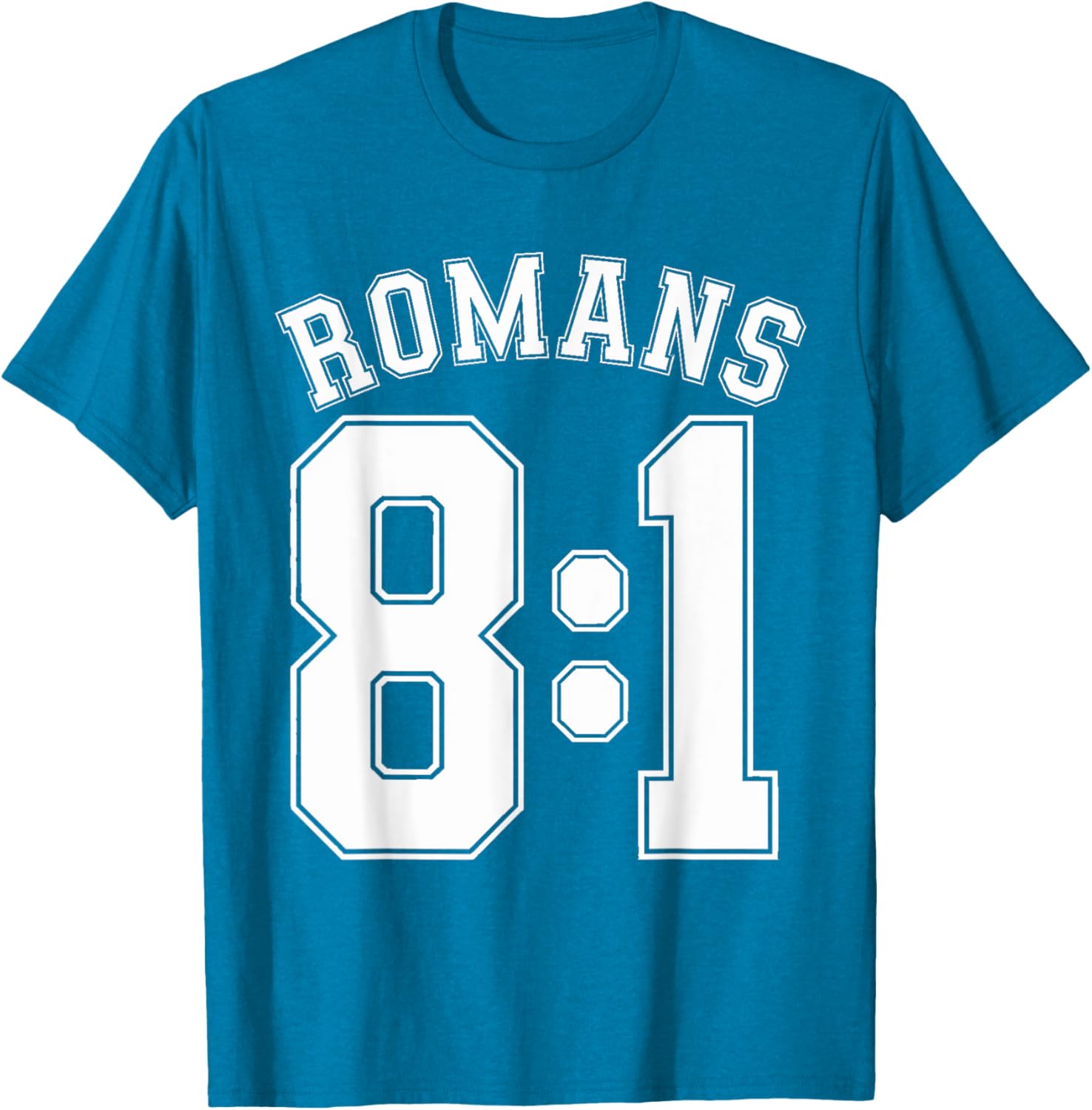 Romans 8:1 Sports Jersey T-Shirt for Christian Motivation and Faith - 14