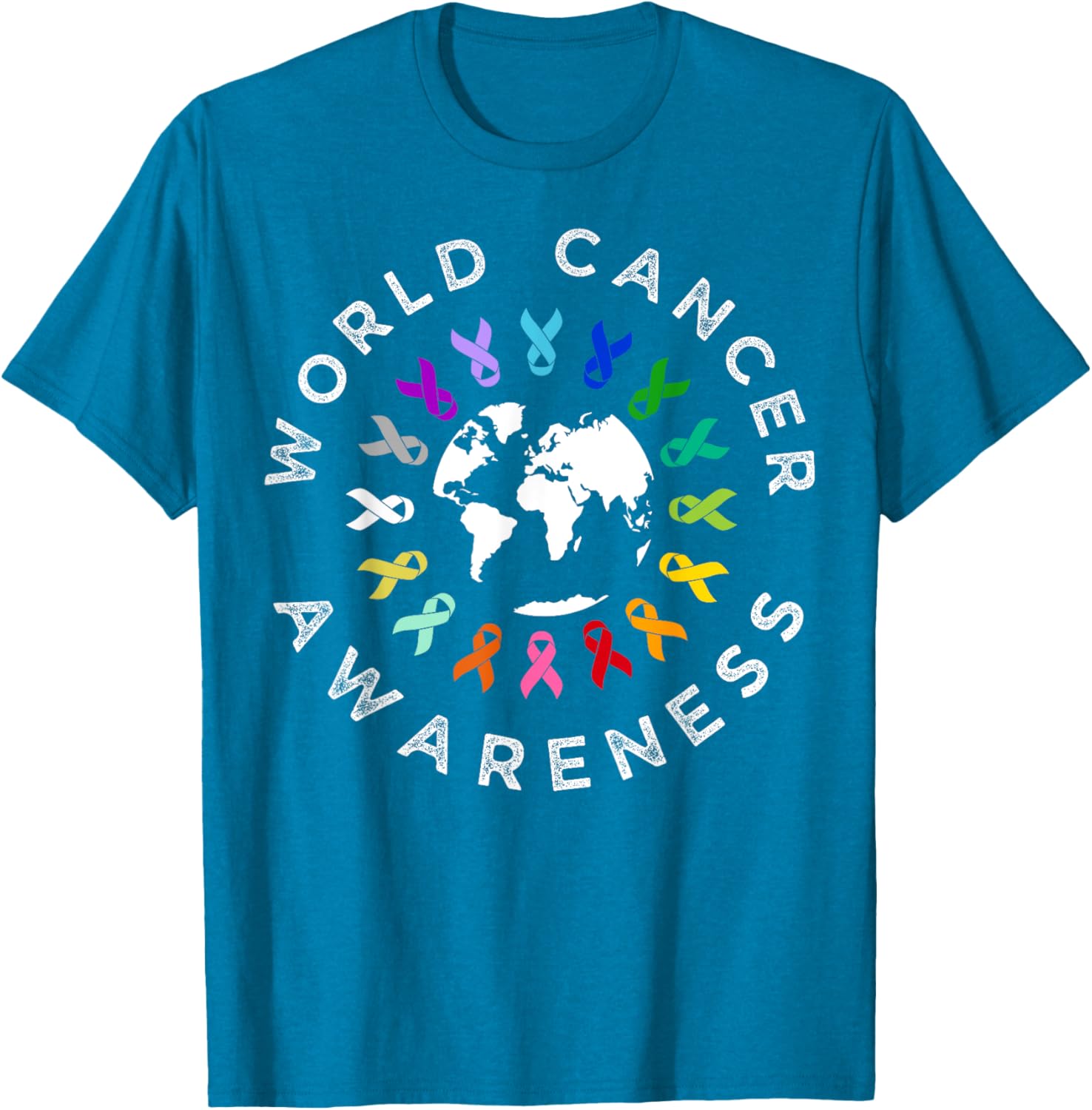 World Cancer Day Awareness Multi-Color Ribbon T-Shirt for Supporters - 16
