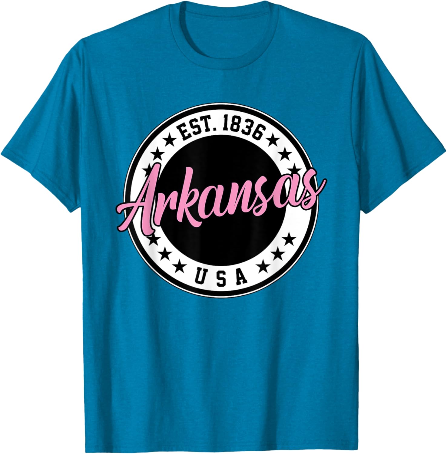 Arkansas Script Circle Pink Text T-Shirt for Stylish Comfort - 25