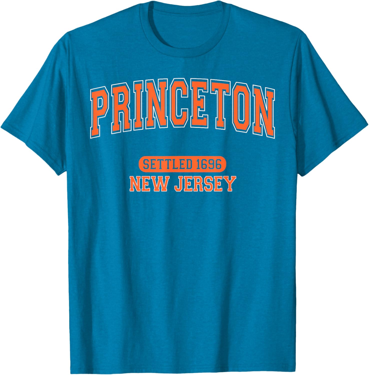 Vintage Arched Orange T-Shirt Celebrating Princeton New Jersey 1696 - 17