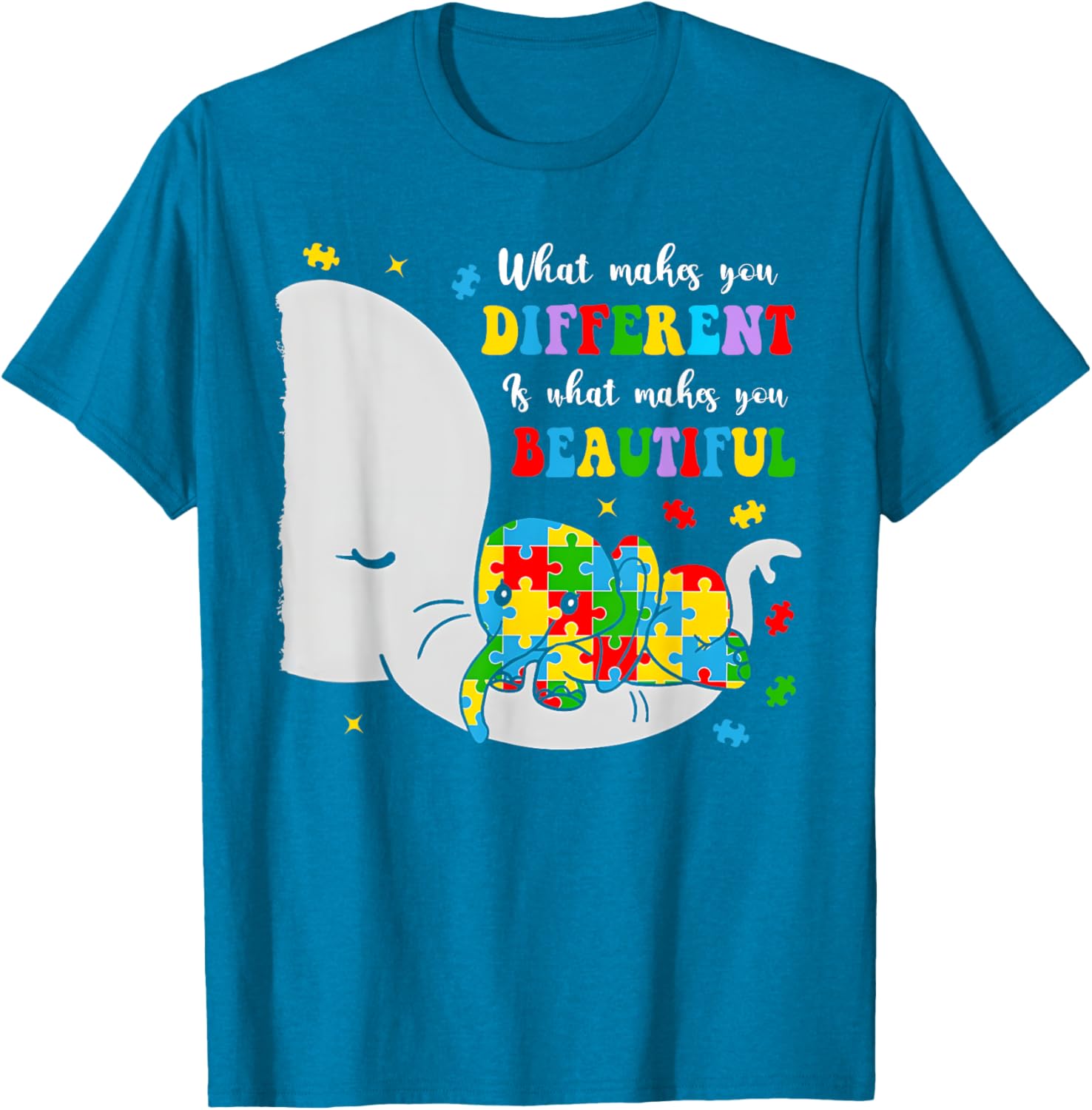 Unique Elephant Autism Awareness T-Shirt - Embrace Differences with Style - 1
