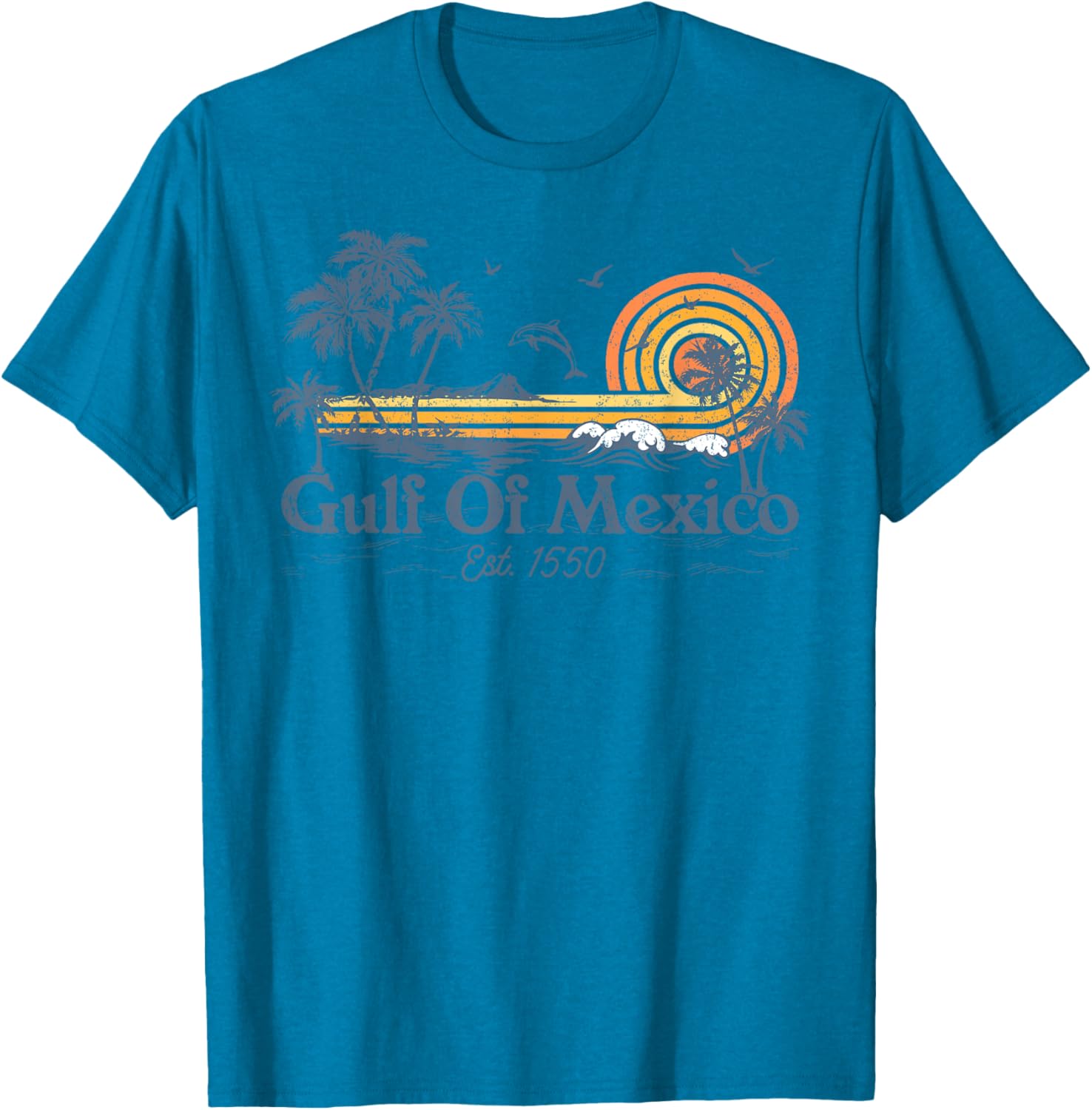 Gulf of Mexico Est 1550 Retro Vintage Beach T-Shirt for Beach Lovers - 5
