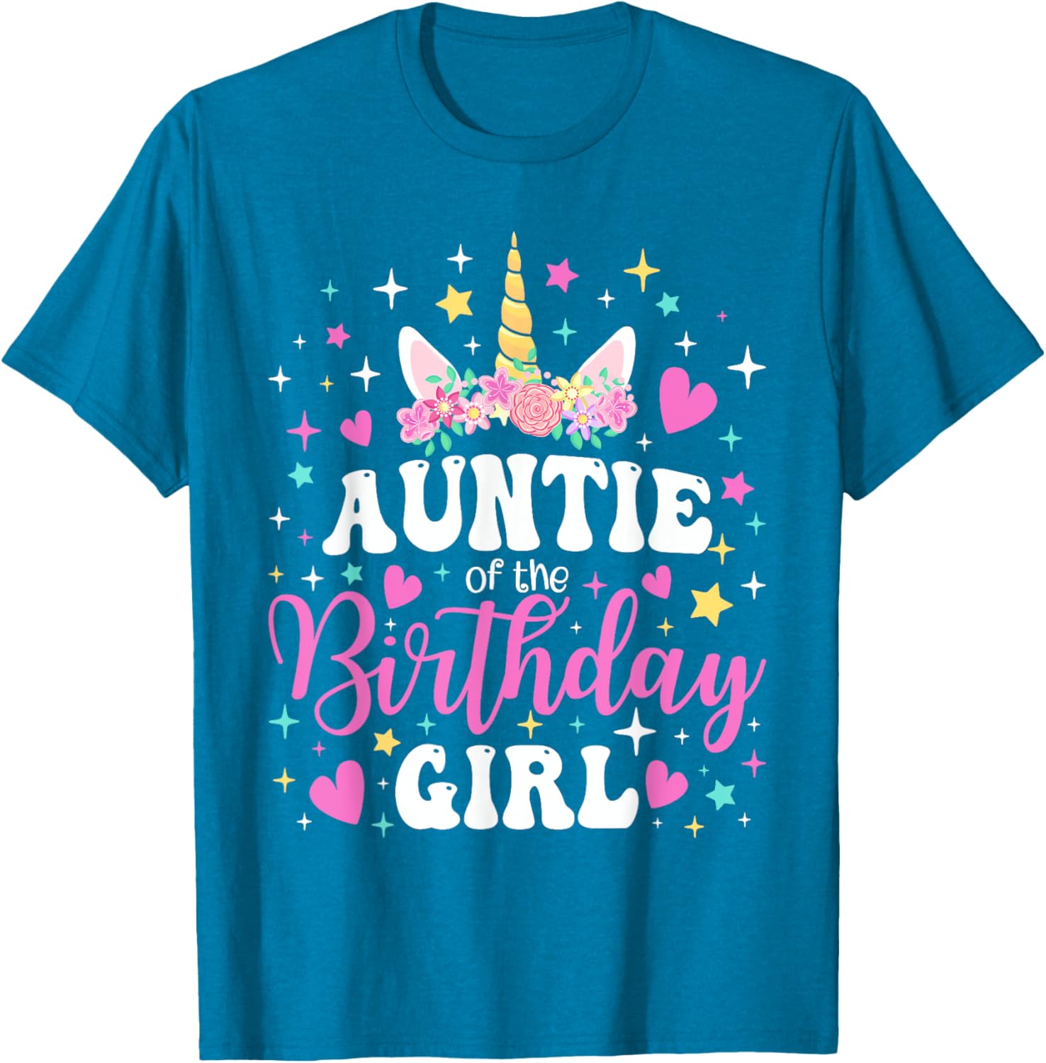 Unicorn Auntie Birthday Matching T-Shirt for Family Celebration Fun - 6