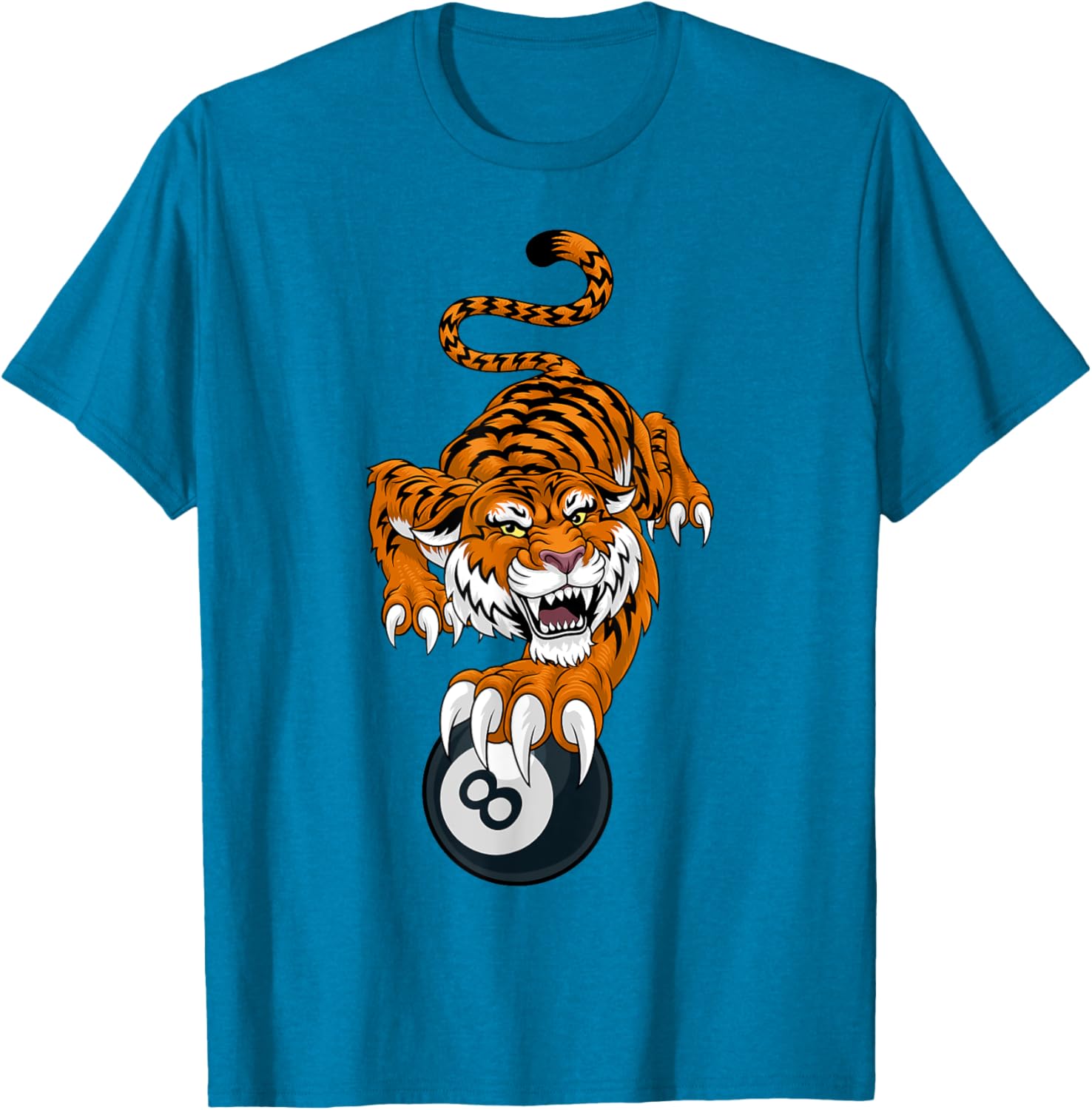 Tiger Angry Pool 8 Ball Billiards Cartoon Character T-Shirt for Fun Style - 28