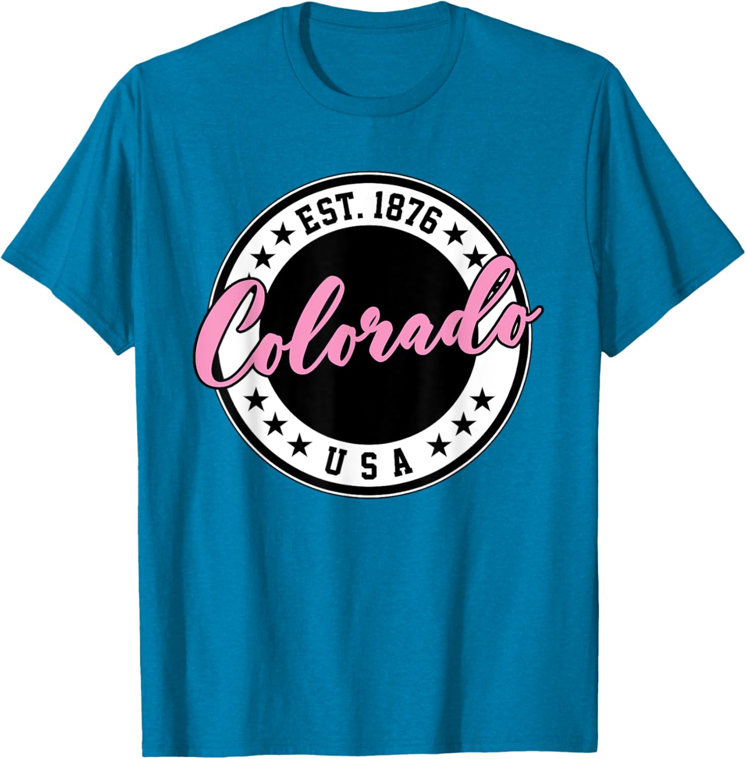 Colorado USA Script Circle Pink Text T-Shirt for Stylish Comfort - 17