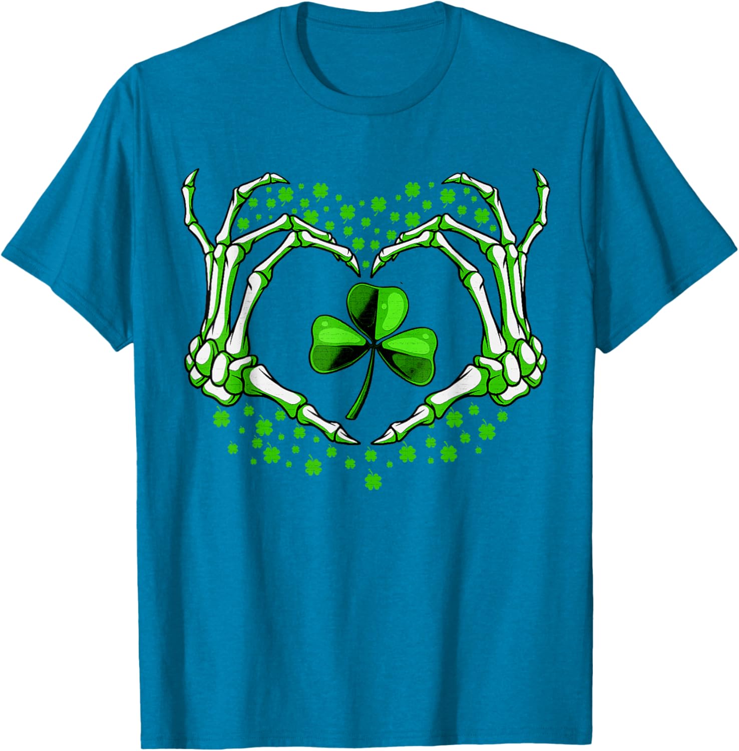 Skeleton Hand Heart Shamrock St Patricks Day T-Shirt for Festive Fun - 16