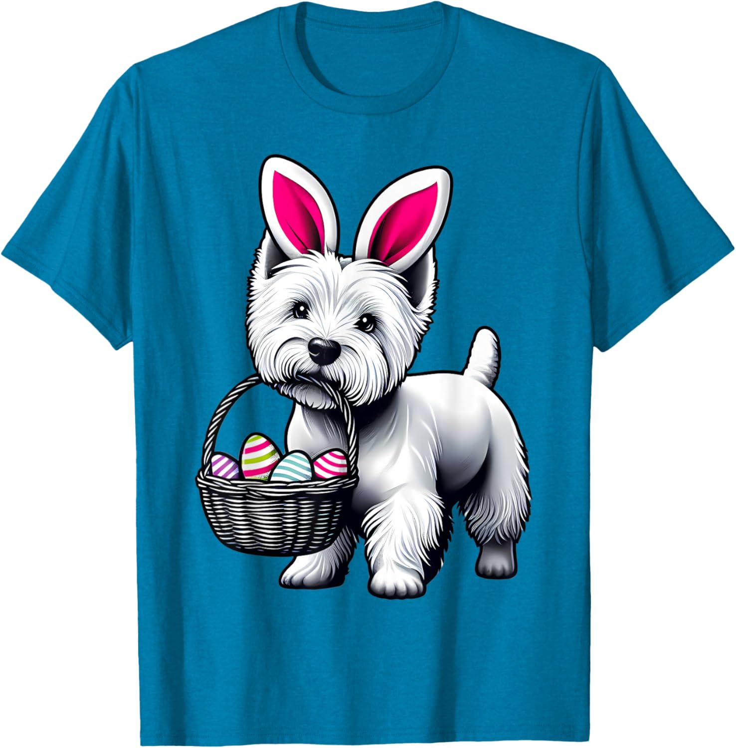 Adorable Bunny Ear West Highland Terrier Easter Eggs T-Shirt for Dogs - 26