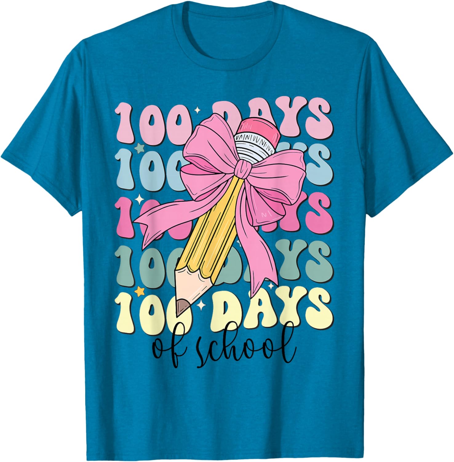 Adorable 100 Days of School Girls Coquette Bow T-Shirt for Kids - 13
