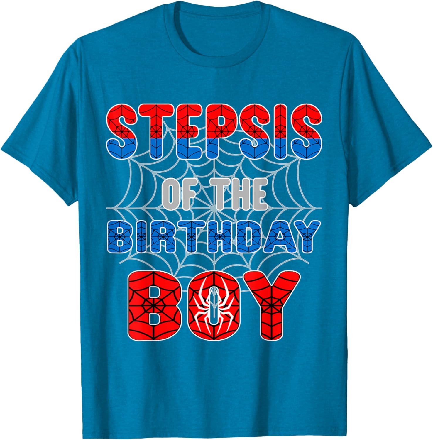Spider Web Birthday Party T-Shirt for Step Sis of the Birthday Boy - 12