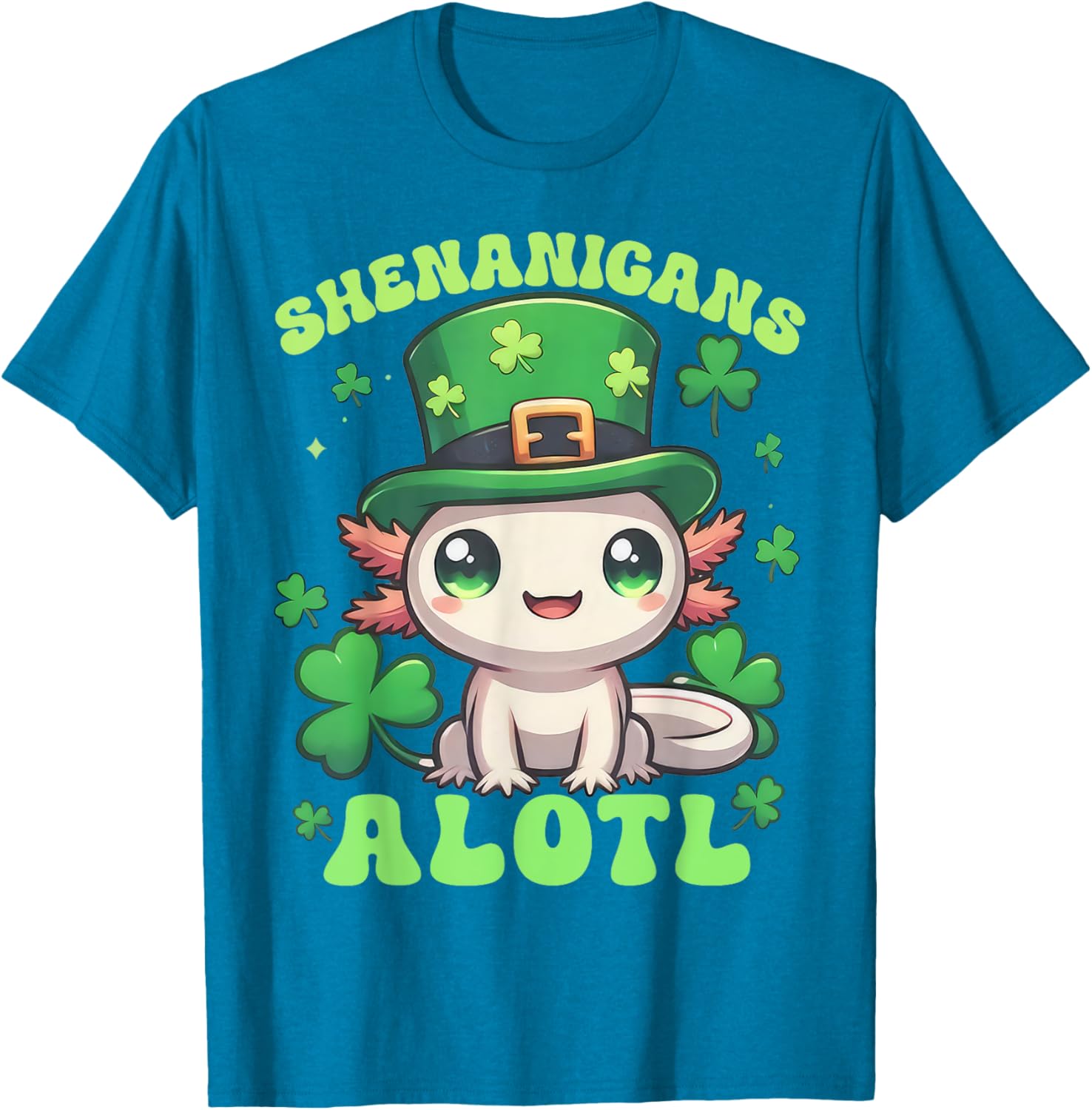 Axolotl St. Patrick's Day Fun T-Shirt for Kids and Adults - 17