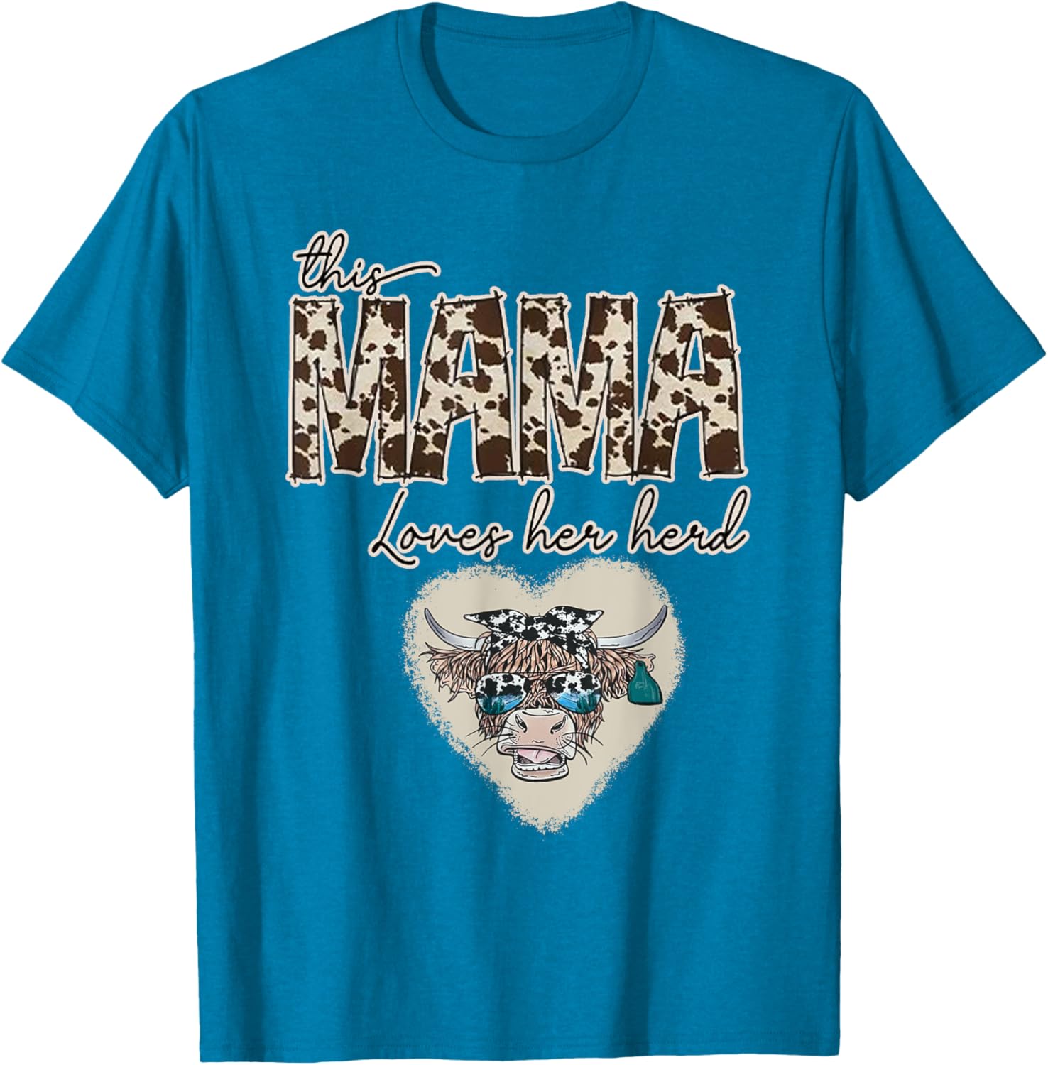 Cute Cow Print Mama Shirt for Farmers, Love Your Herd T-Shirt - 9