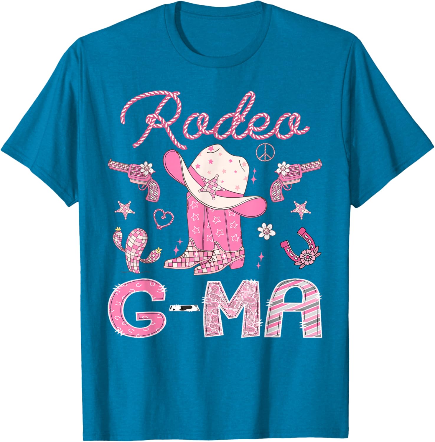 Rodeo G-Ma 1st Birthday Pink Boots Disco Cowgirl T-Shirt for Girls - 9