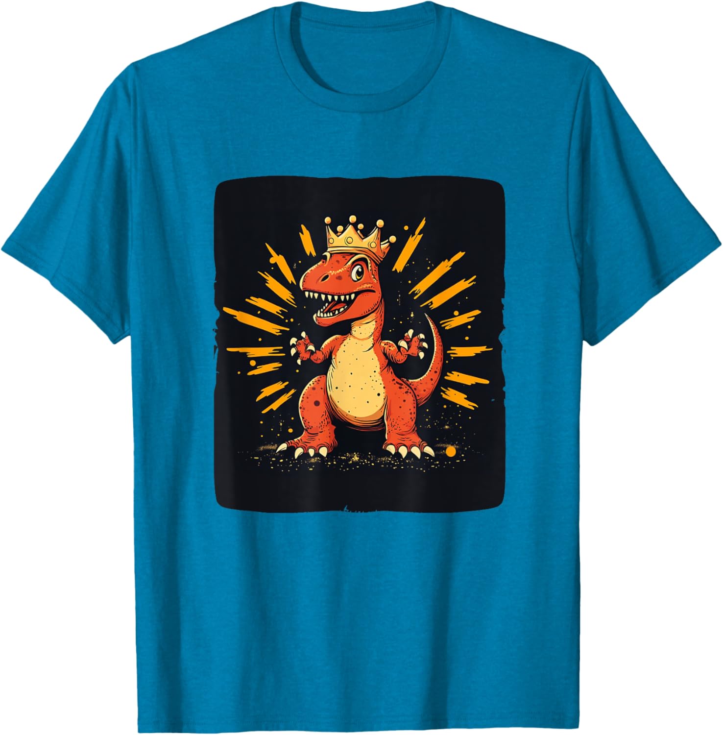 Cool Red Dinosaur Costume T-Shirt with Crown for King Lovers - 7