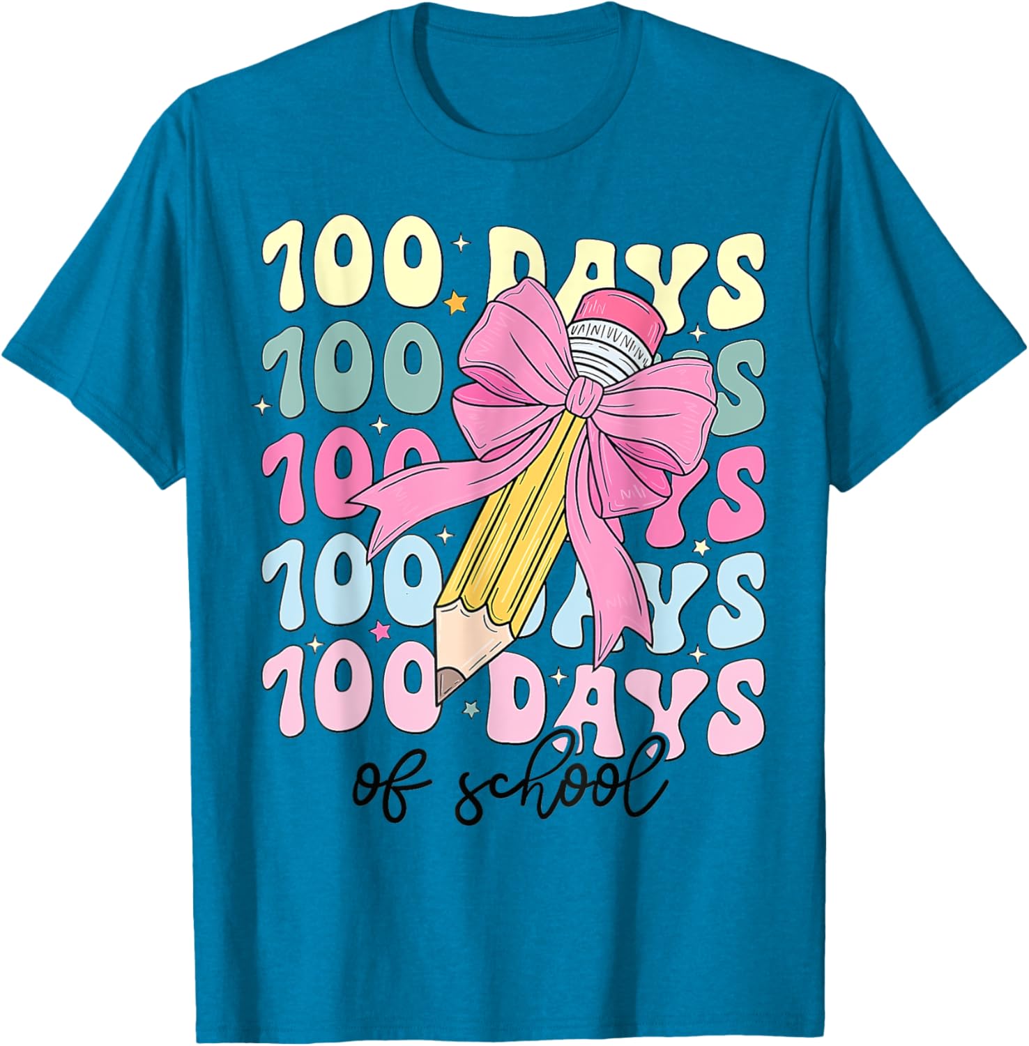 Coquette Bow 100th Day of School T-Shirt for Girls Fun School Celebration - 8