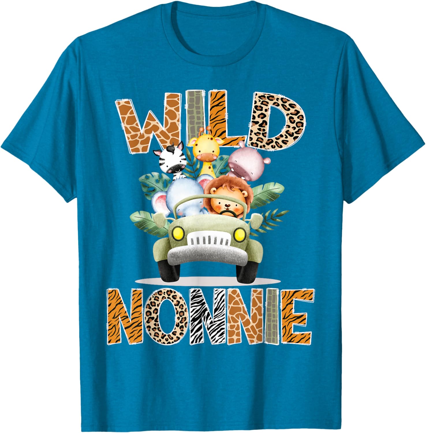 Wild Nonnie Safari Jungle Animals 1st Birthday Truck T-Shirt for Kids - 12