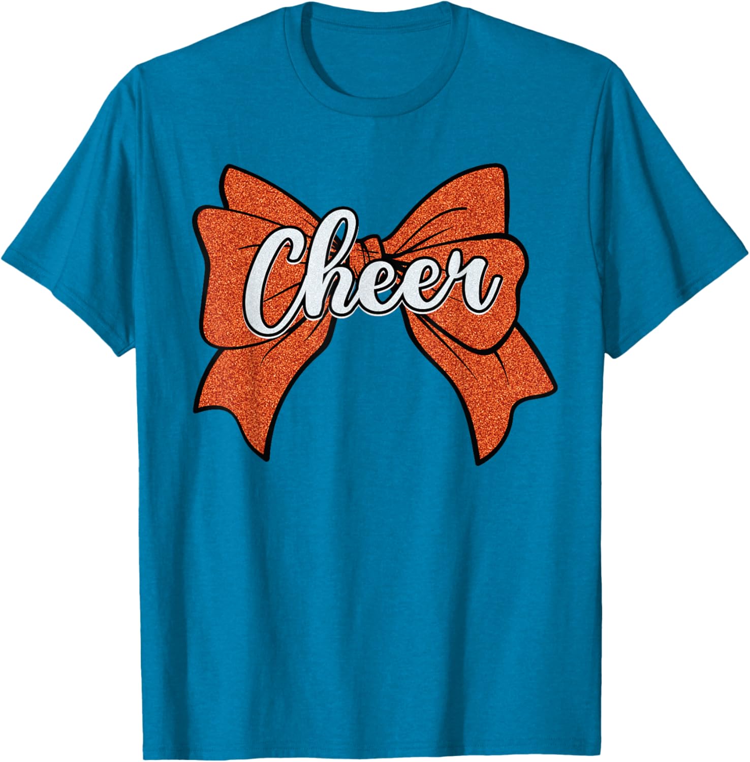 Coquette Orange Cheer Bow Sport T-Shirt for Cheerleaders and Fans - 14