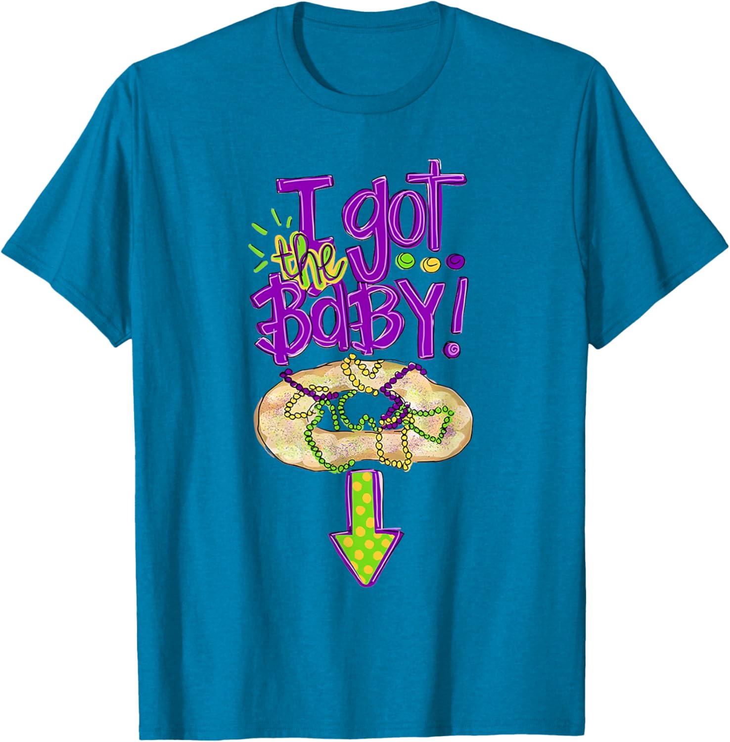Baby Mardi Gras King Cake Reveal T-Shirt for New Orleans Celebrations - 8