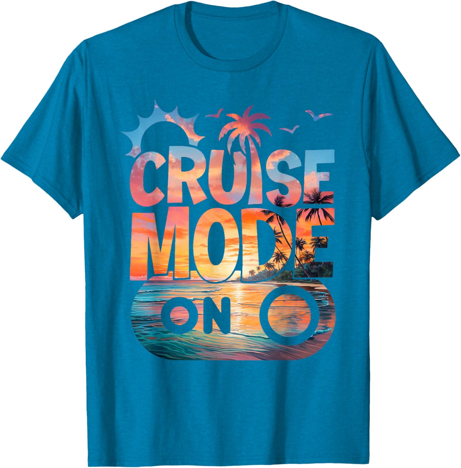 Cruise Mode On Tropical Sunset Family T-Shirt for Fun Vacation Vibes - 3