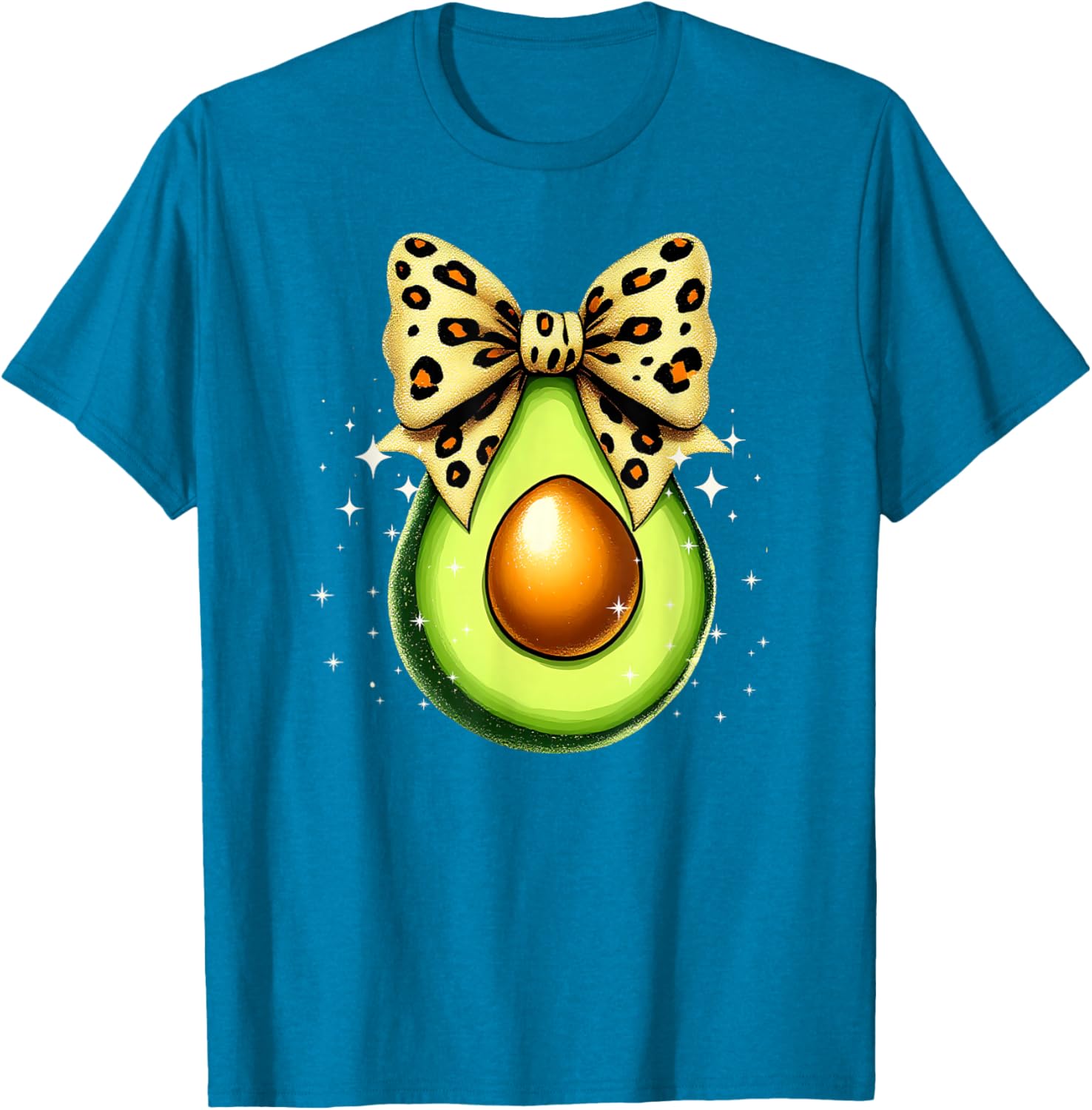 Cute Avocado Leopard Ribbon Bow T-Shirt for Women and Girls - 12