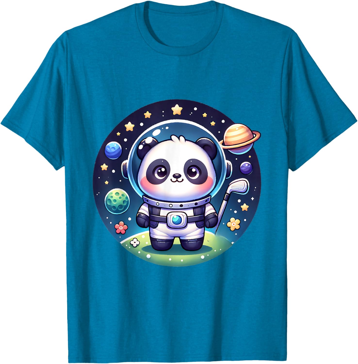 Cosmic Golfer Panda Bear Astronaut T-Shirt for Golf Lovers - 1