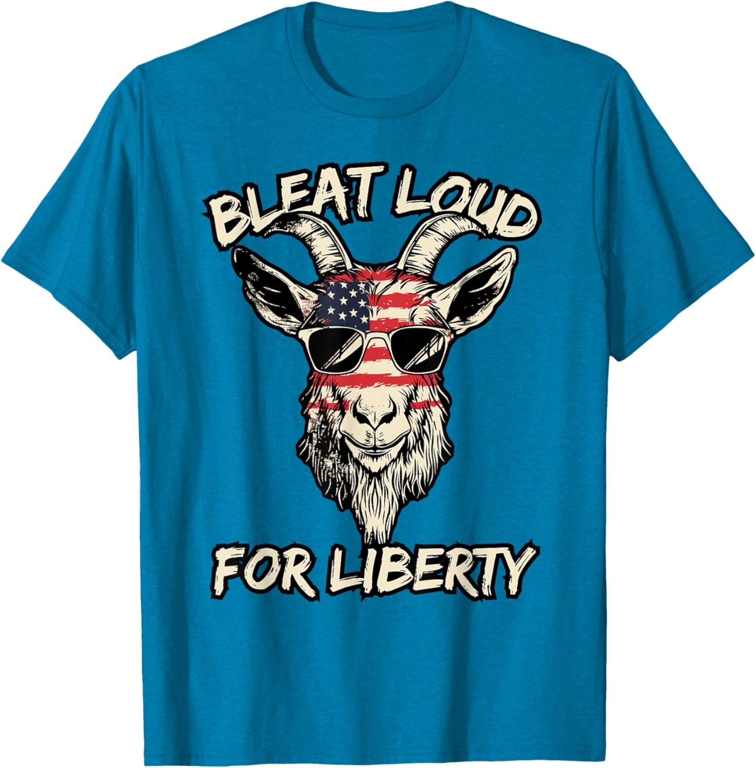 Cool American Goat in Sunglasses USA Flag T-Shirt for Patriotic Style - 8