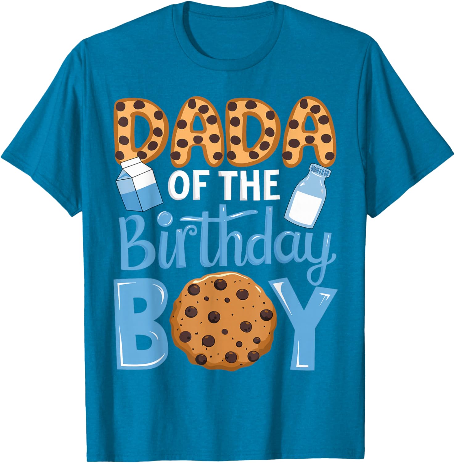 Dada of The Birthday Boy Milk and Cookies Dad 1st Birthday T-Shirt - 16