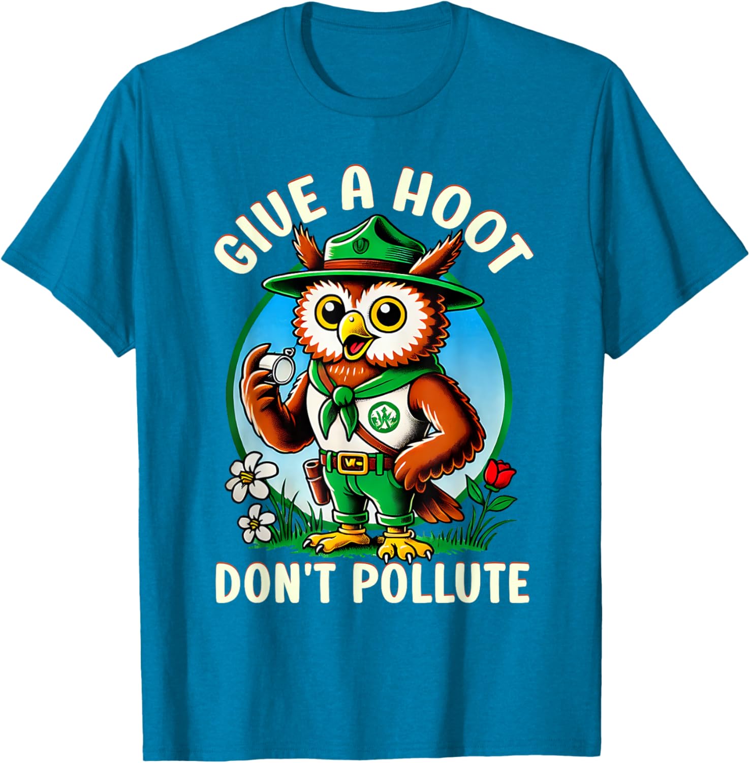 Retro Vintage Owl T-Shirt - Eco-Friendly Give A Hoot Don’t Pollute - 21
