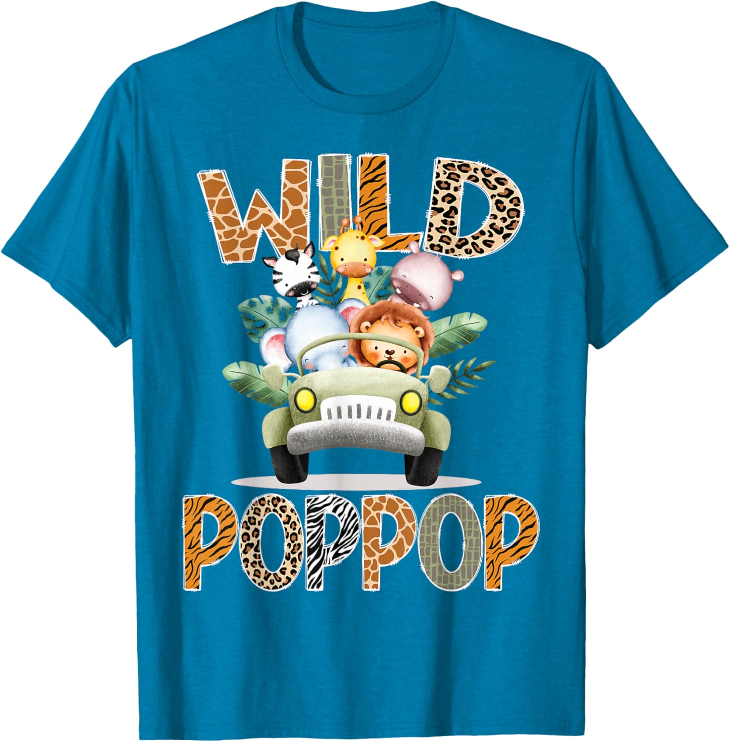 Wild PopPop Safari Jungle Animals 1st Birthday Truck T-Shirt for Kids - 9