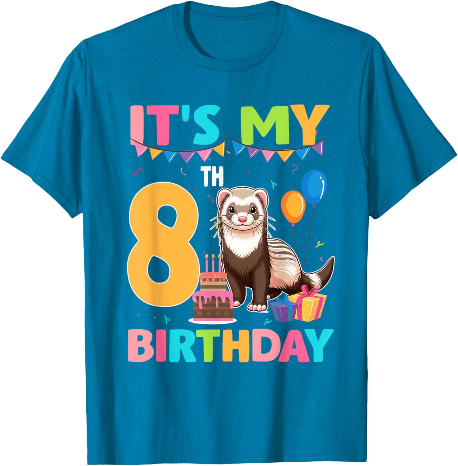 8th Birthday Ferret Lover T-Shirt for Fun Party Celebrations - 12