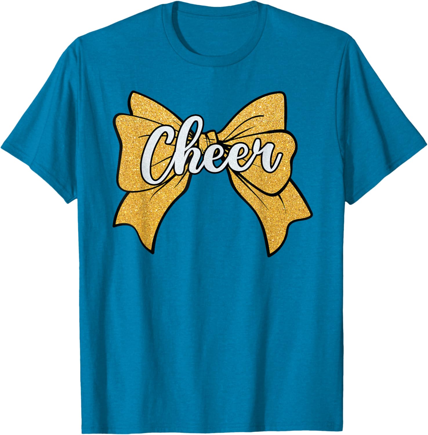 Coquette Yellow Cheerleader T-Shirt with Cheer Bow for Sport Fans - 15