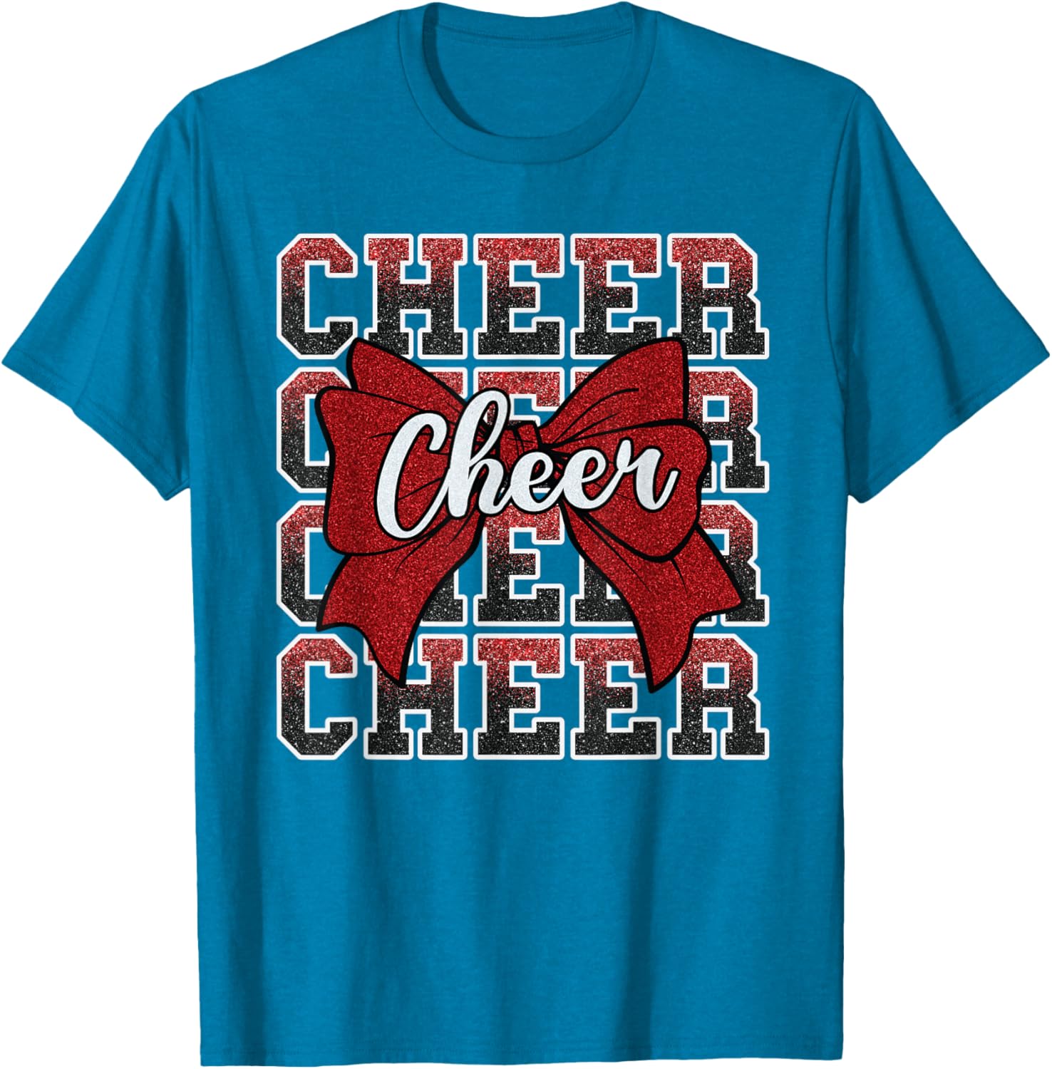 Coquette Cheer Bow Funny Sport Cheerleader Red T-Shirt for Cheer Fans - 27