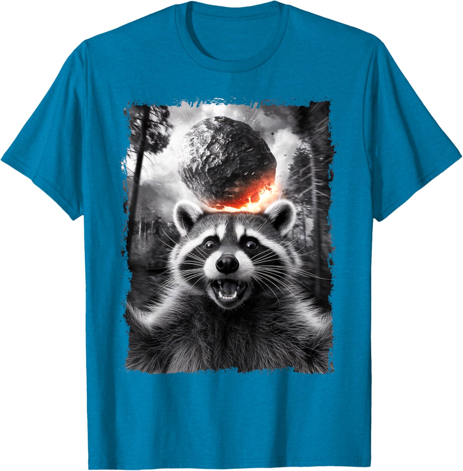 2024 Raccoon Asteroid Impact Selfie Photo T-Shirt for Fun Earth Lovers - 22