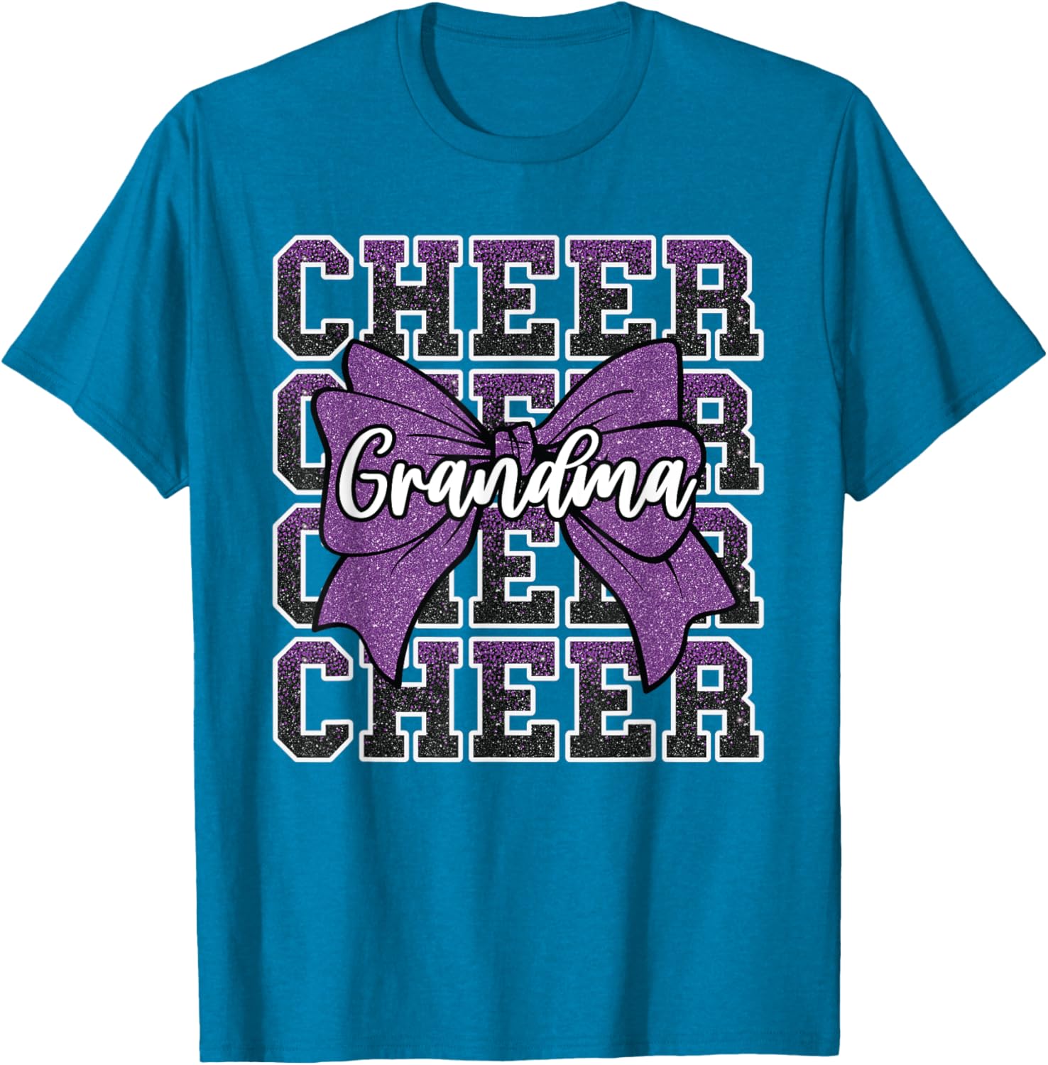 Cheer Grandma Bow Sport Purple T-Shirt for Cheerleaders and Fans - 29